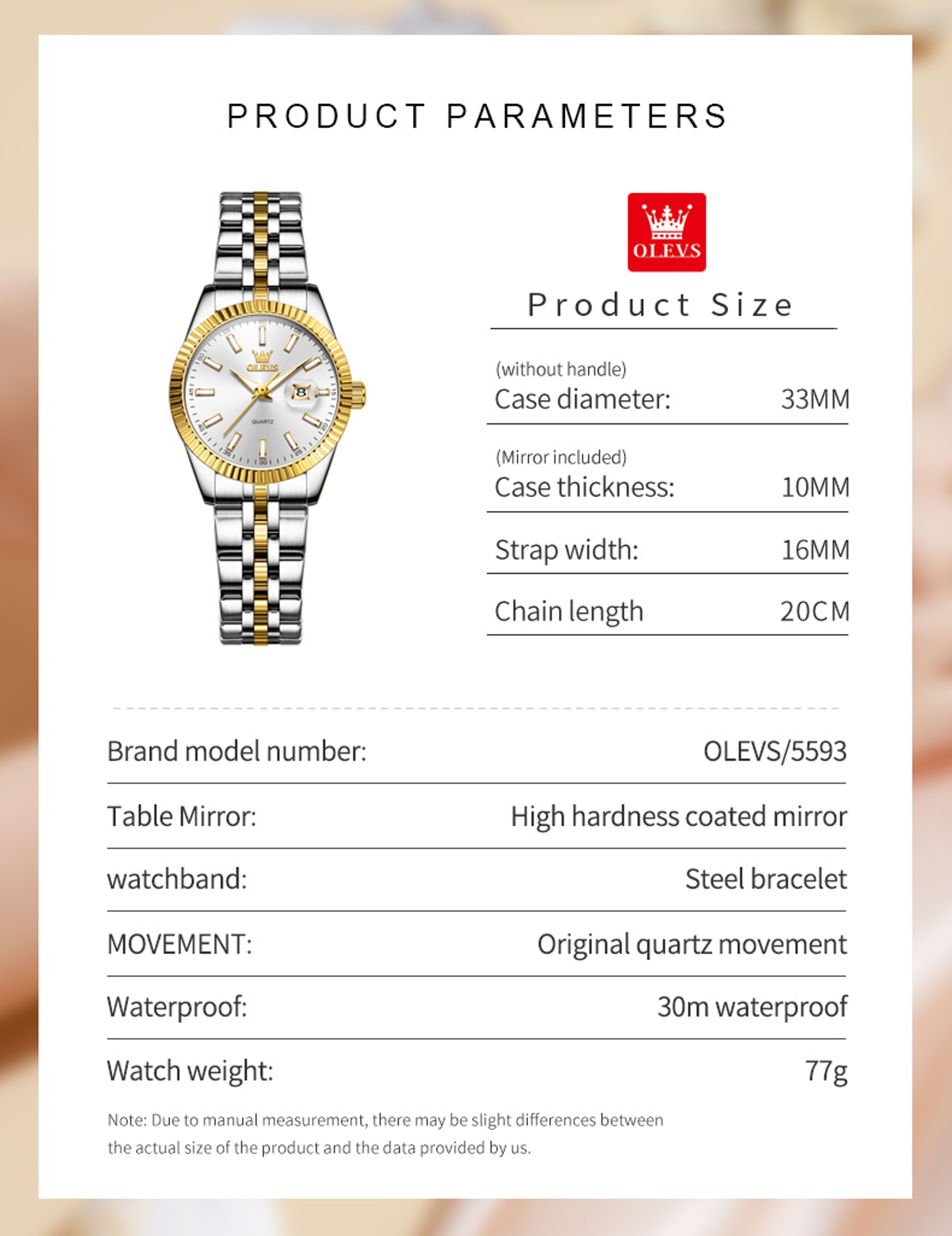 Luxury Women Watch Waterproof Stainless Steel Auto Date Quartz Wristwatch Elegant Ladies Wristwatch 2