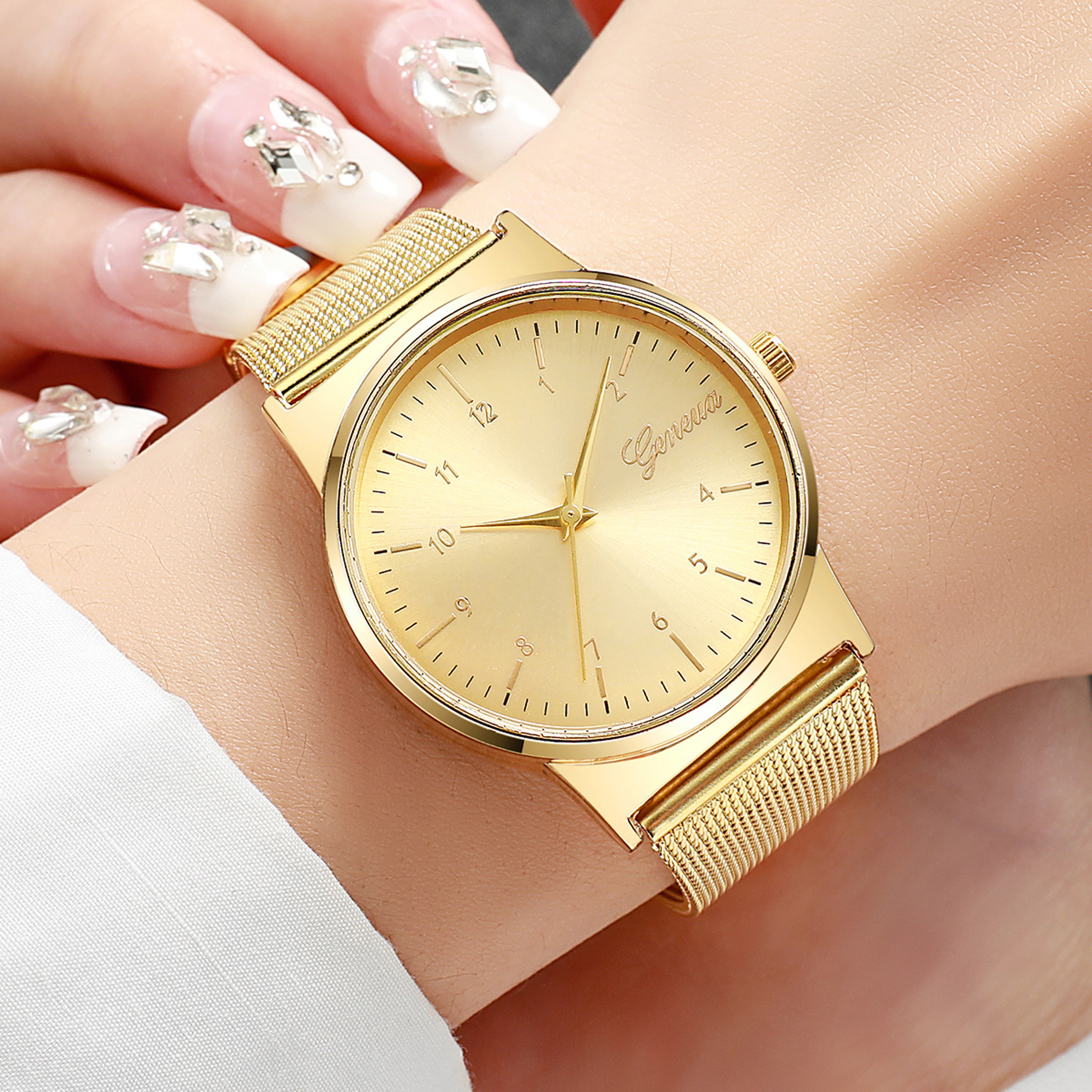 Ladies Quartz Watch Luxury Mesh Band Fashion Women Watches Girls Clock 1