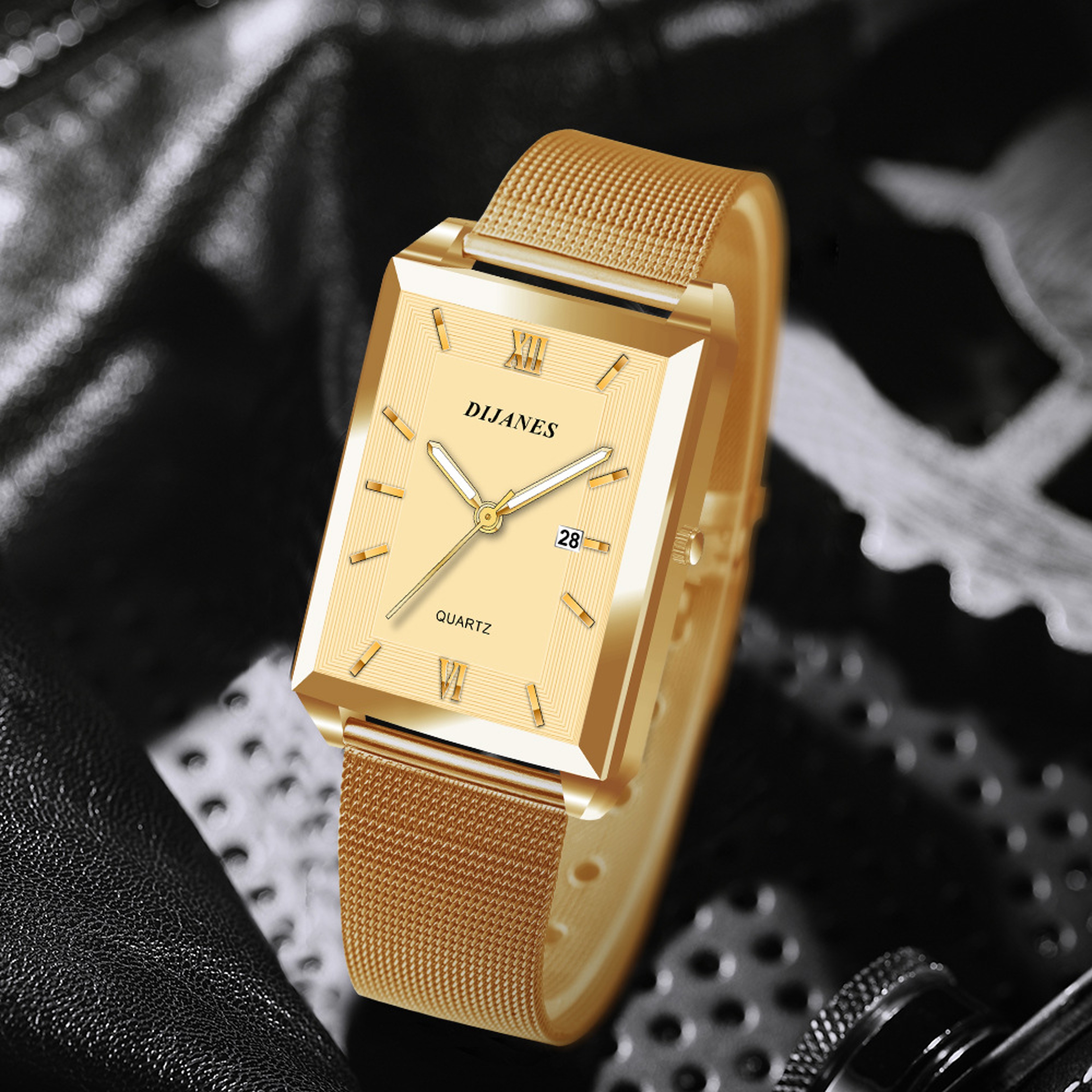 Stainless Steel Quartz Wristwatch New Luxury Fashion Gold Watch For Women Mens Ladies Calendar Watc 1
