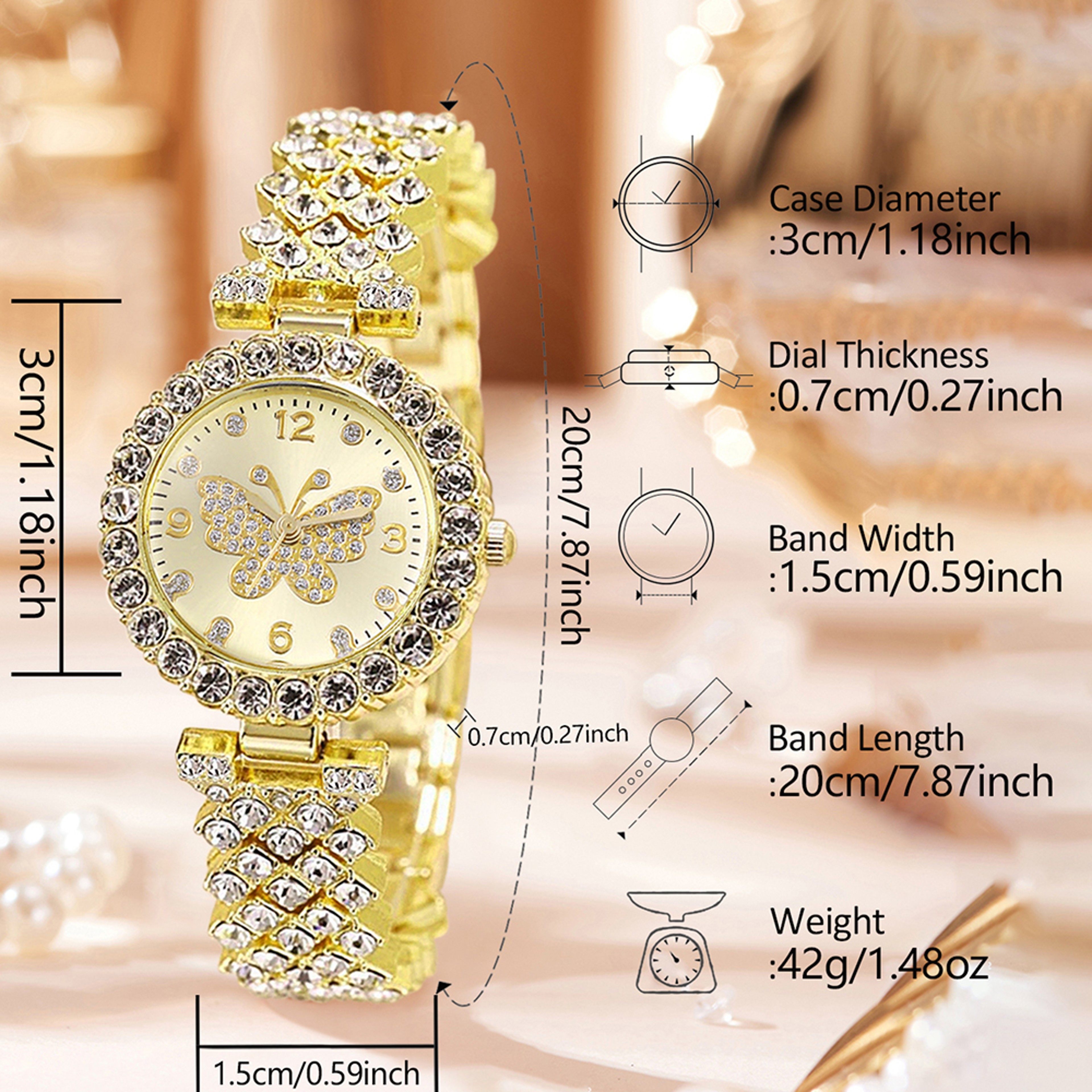 Luxury Women Quartz Watch Bracelet Set With Golden Butterfly Element Trendy Fashion For Daily Wear 3