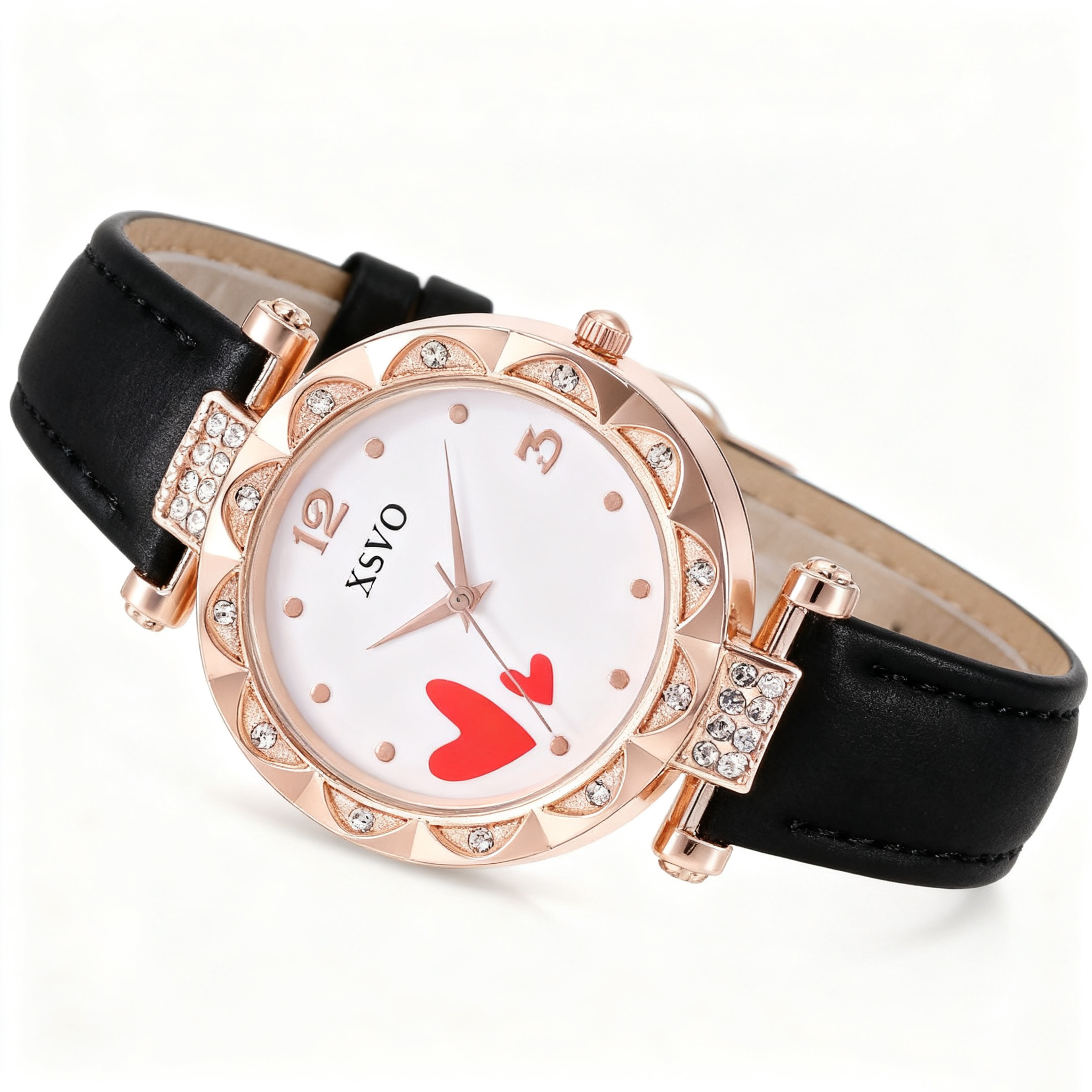 Rose Gold White Watch Set Love Diamond Women Watch Light Luxury Fashion Bracelet Holiday Gift 3