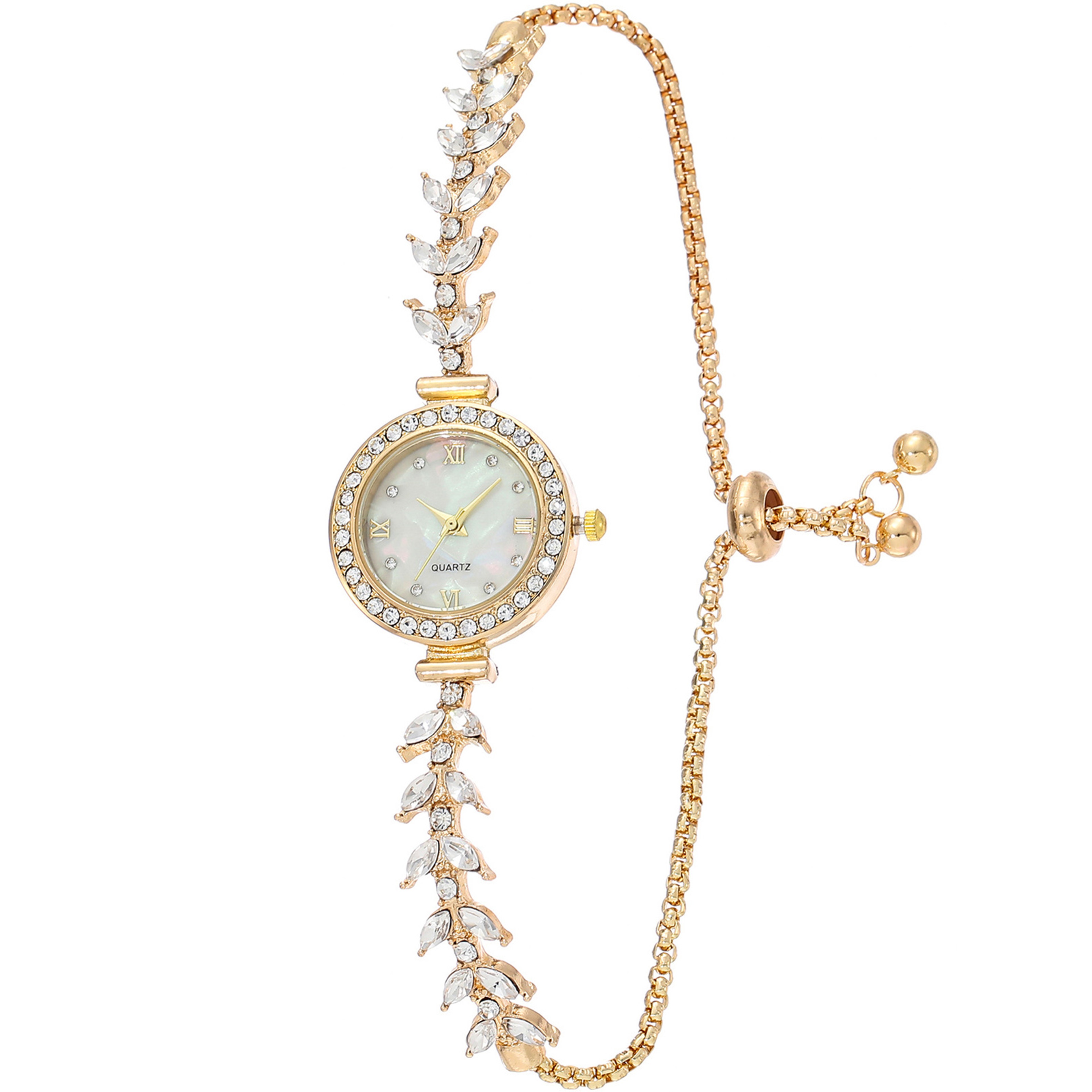 Diamond Wristwatches For Women Quartz Crystal Watch With Free Adjustable Bracelet Perfect For Bride 7