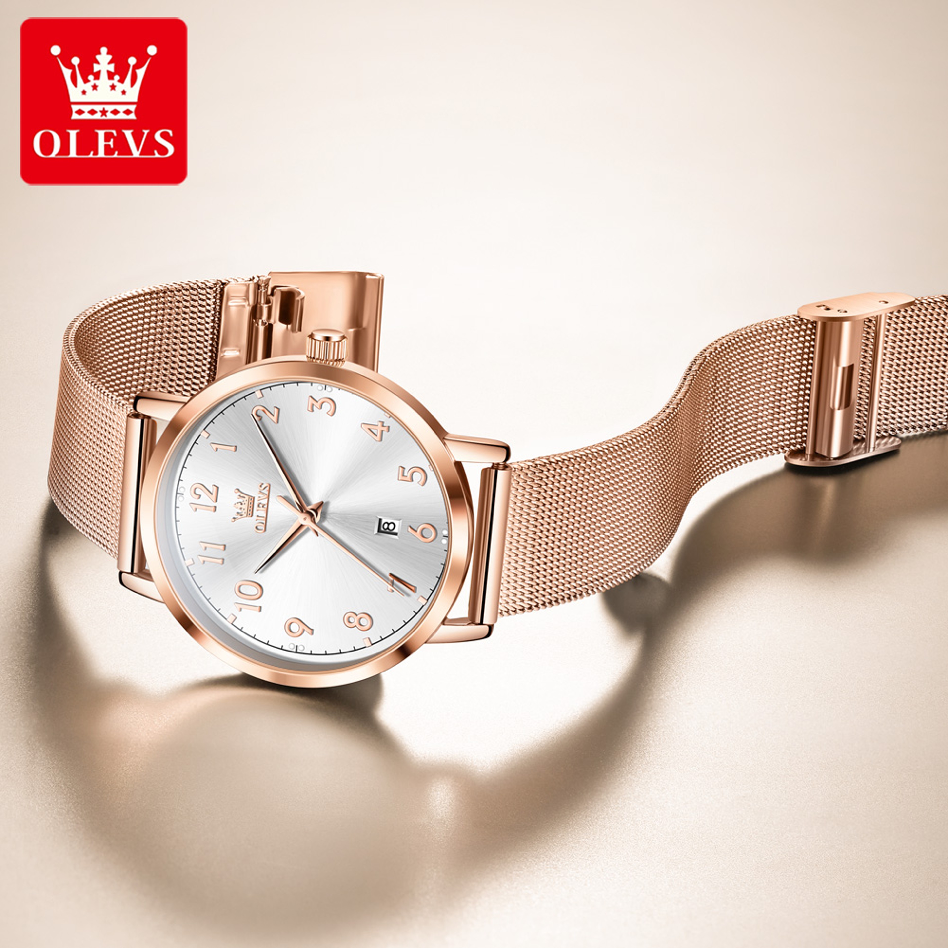 Elegant Rose Gold Digital Waterproof Watch Simple Bracelet Womens Watch Luxury Brand Quartz Watch 2