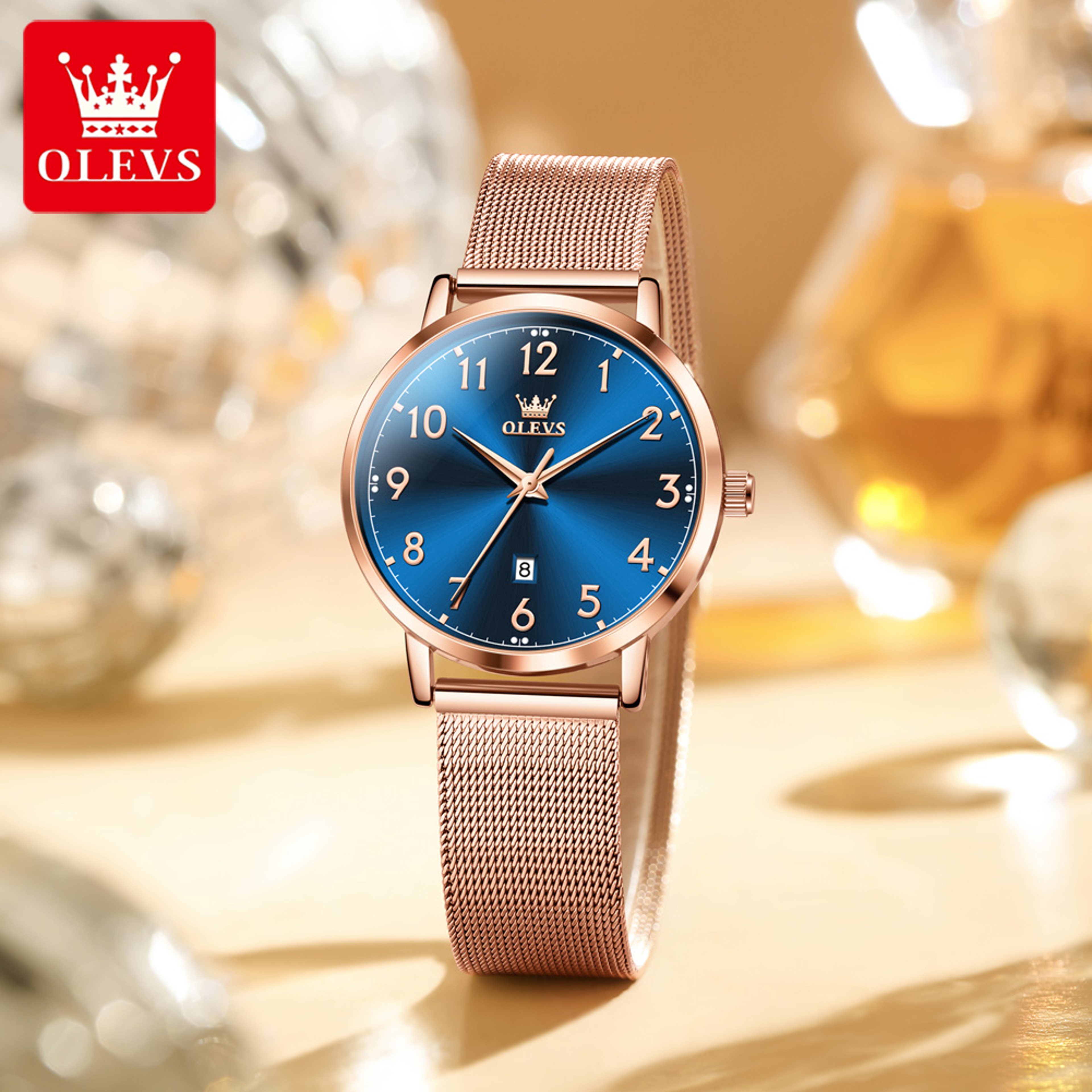 Elegant Rose Gold Digital Waterproof Watch Simple Bracelet Womens Watch Luxury Brand Quartz Watch 0