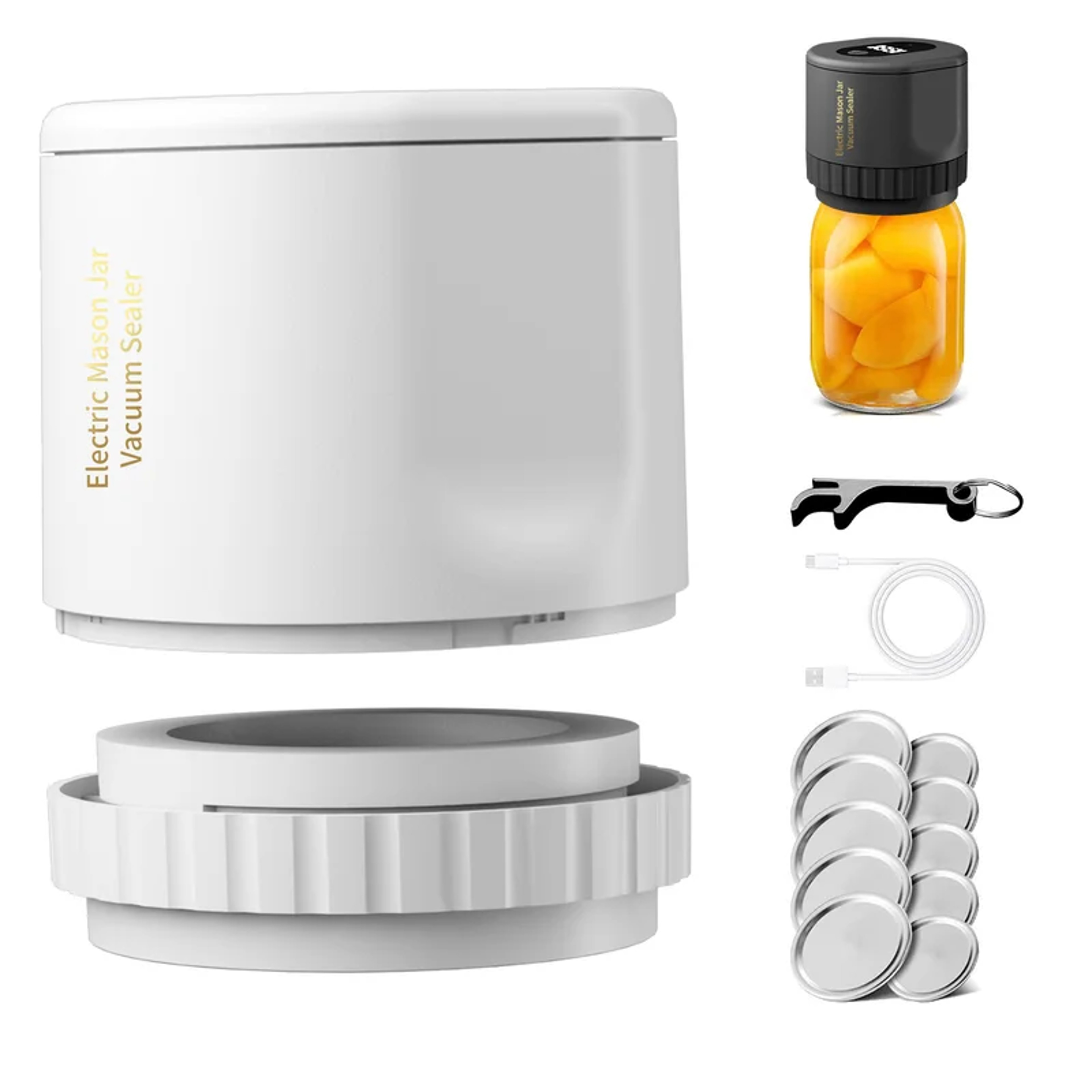 Cordless Electric Mason Jar Vacuum Sealer Kit For Mason Jars Wide Mouth Fermentation 5