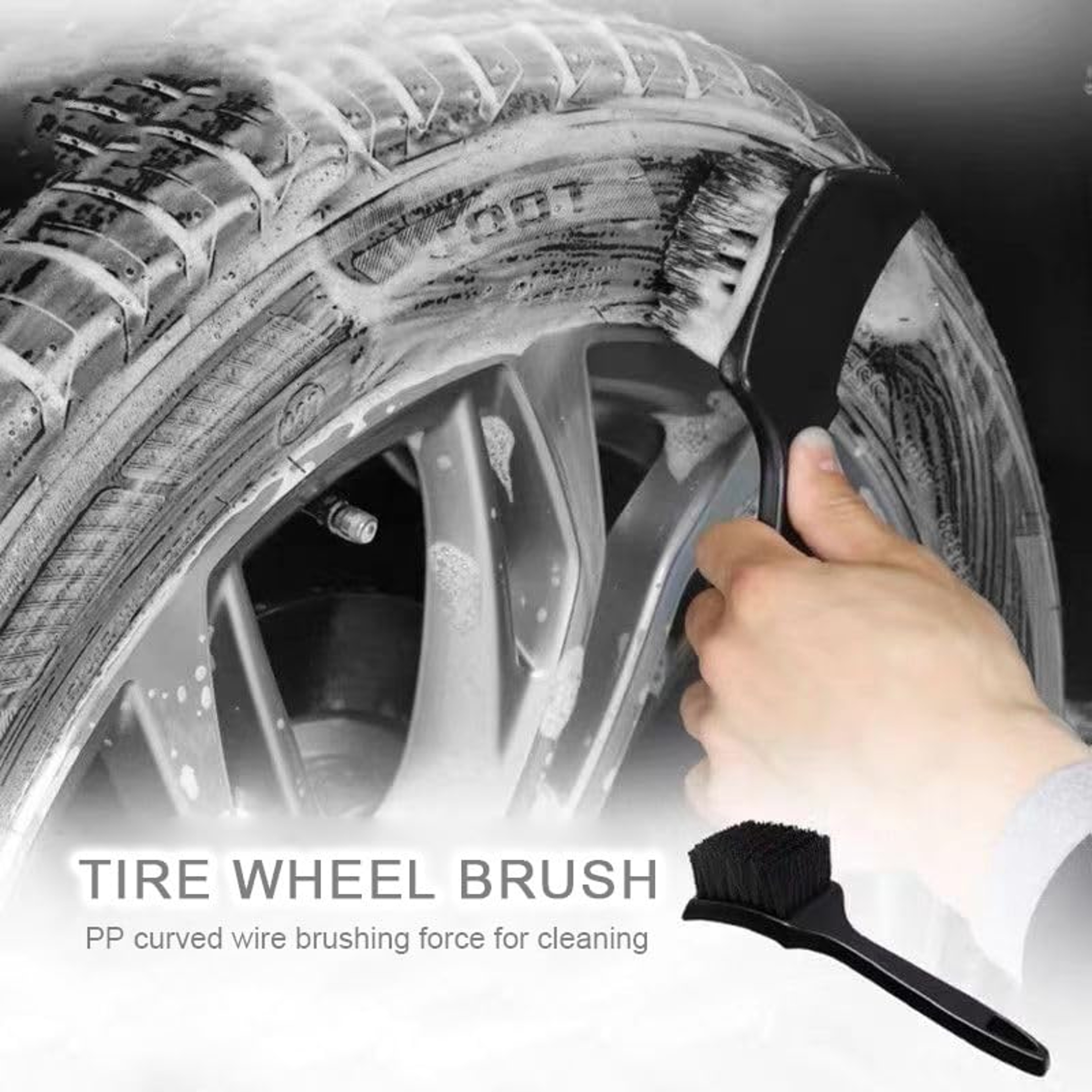 Multi-functional Tire Brush Stiff Brush for Car Cleaning, Steel Rim, Hub, and Fabric Scrub – view 5