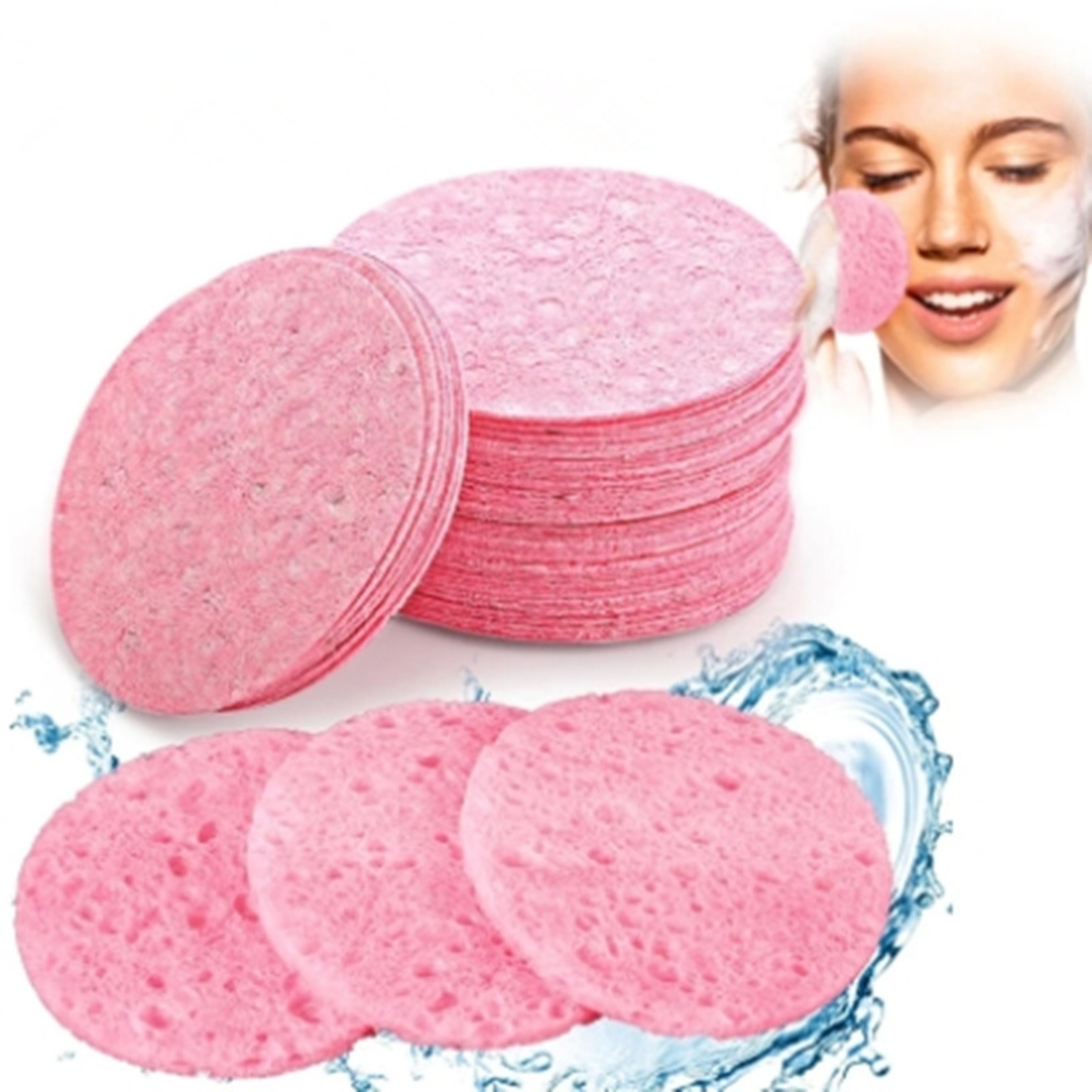 Foaming Face Puff Natural Wood Pulp Face Wash Puff Cleansing Sponge 0