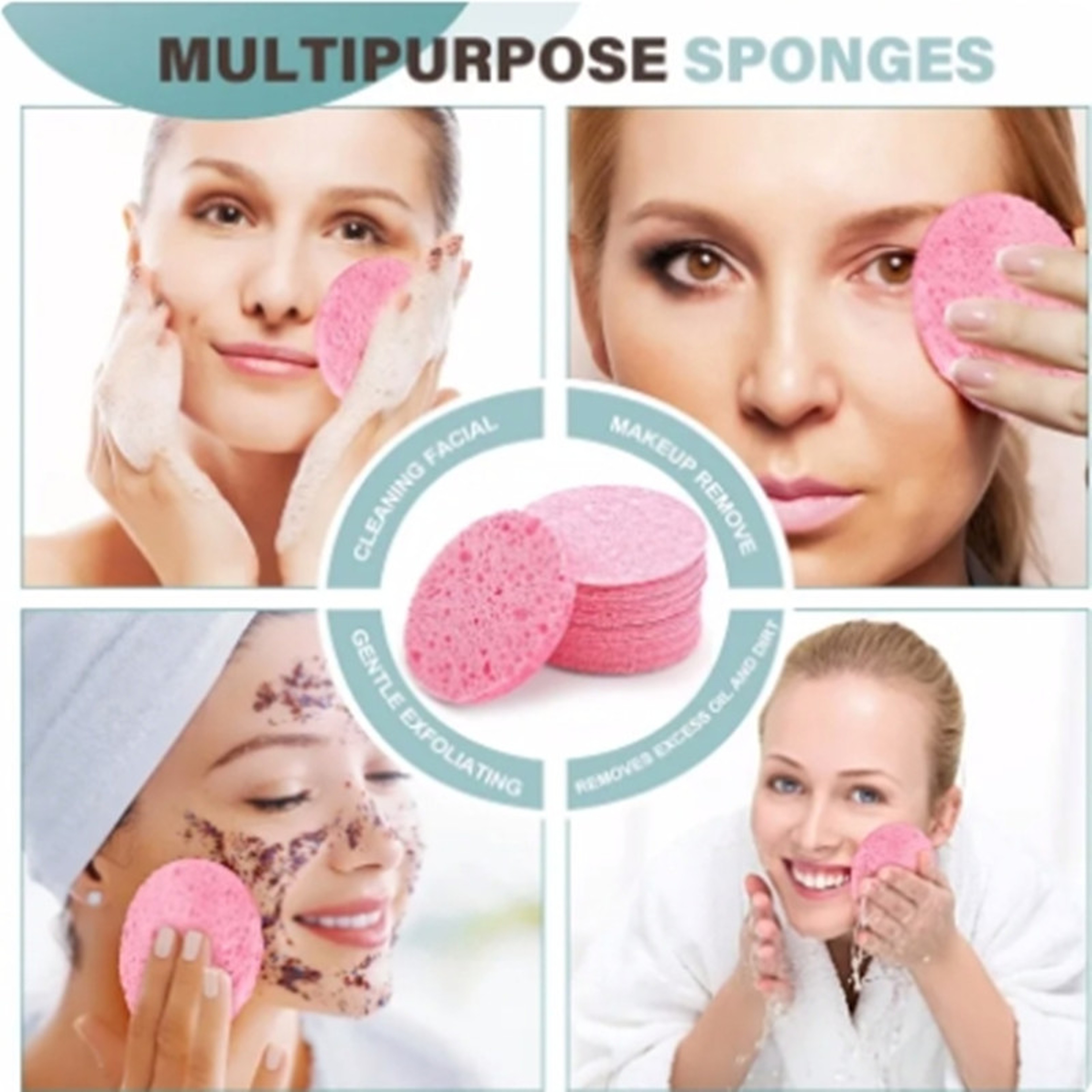 Foaming Face Puff Natural Wood Pulp Face Wash Puff Cleansing Sponge 1