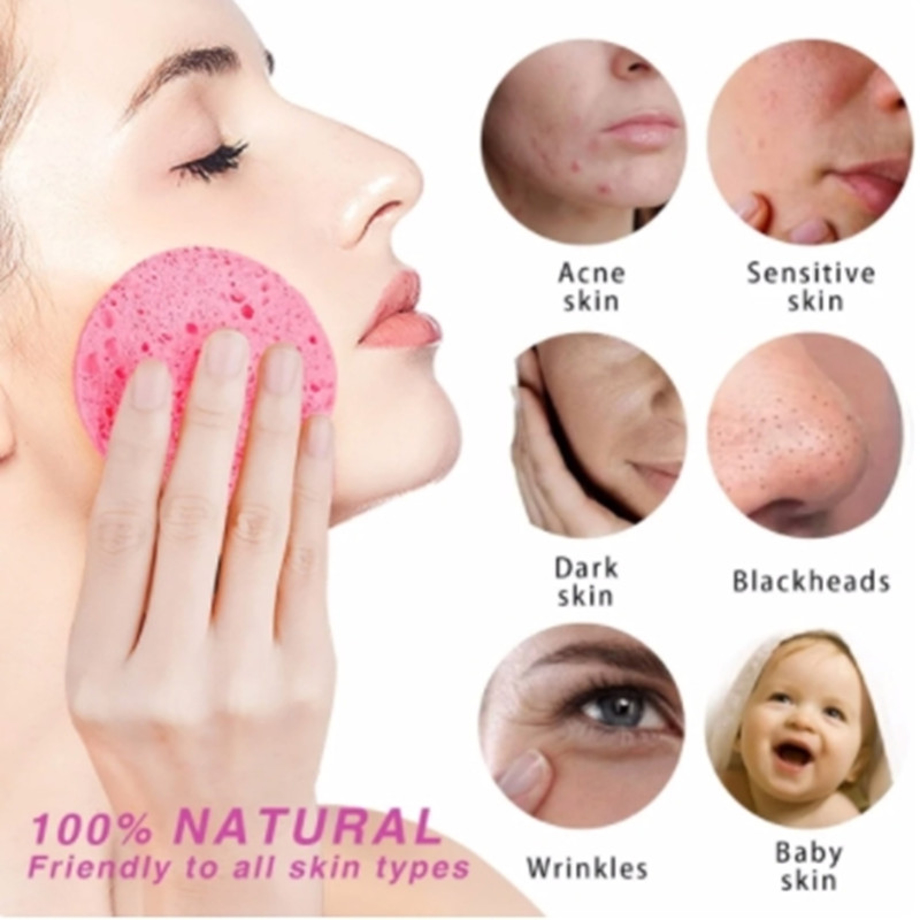 Foaming Face Puff Natural Wood Pulp Face Wash Puff Cleansing Sponge 5