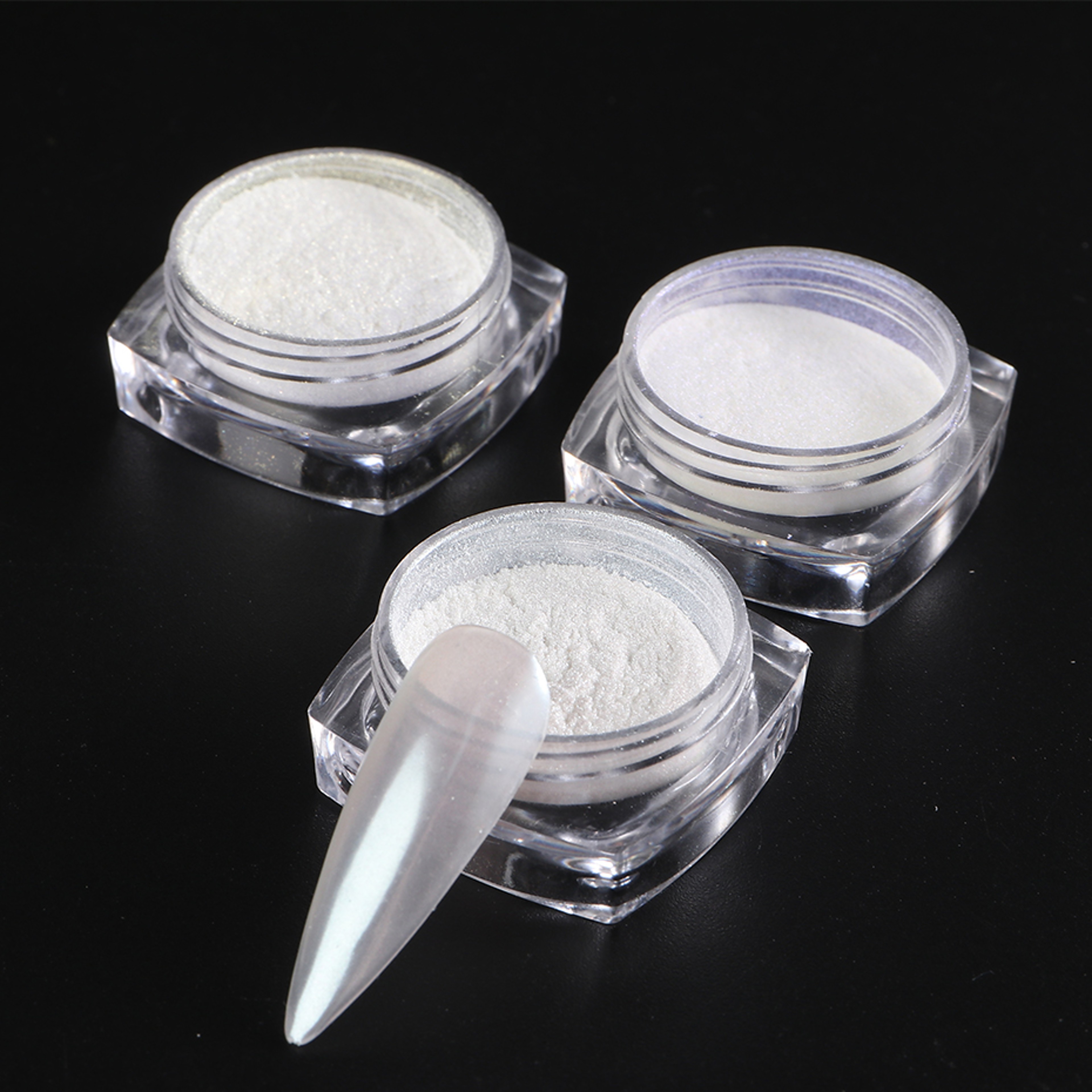 Chrome Aurora White Rubbing Powder, Moonlight Pearl White Nails Glitter, Mirror Pigment for Nail Art Decoration – view 4