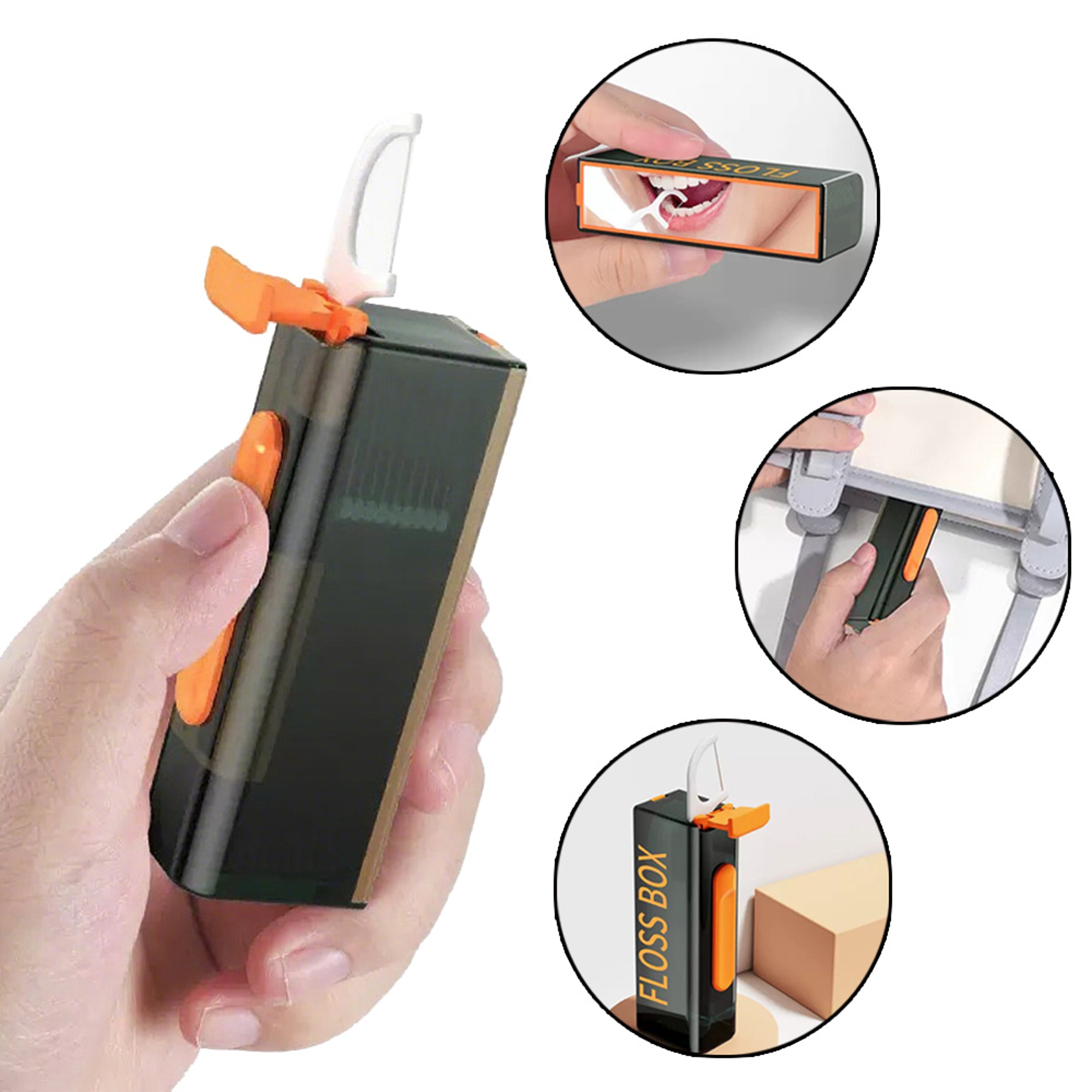 Automatic pop-up dental floss box, dental floss storage with mirror at the bottom – view 1