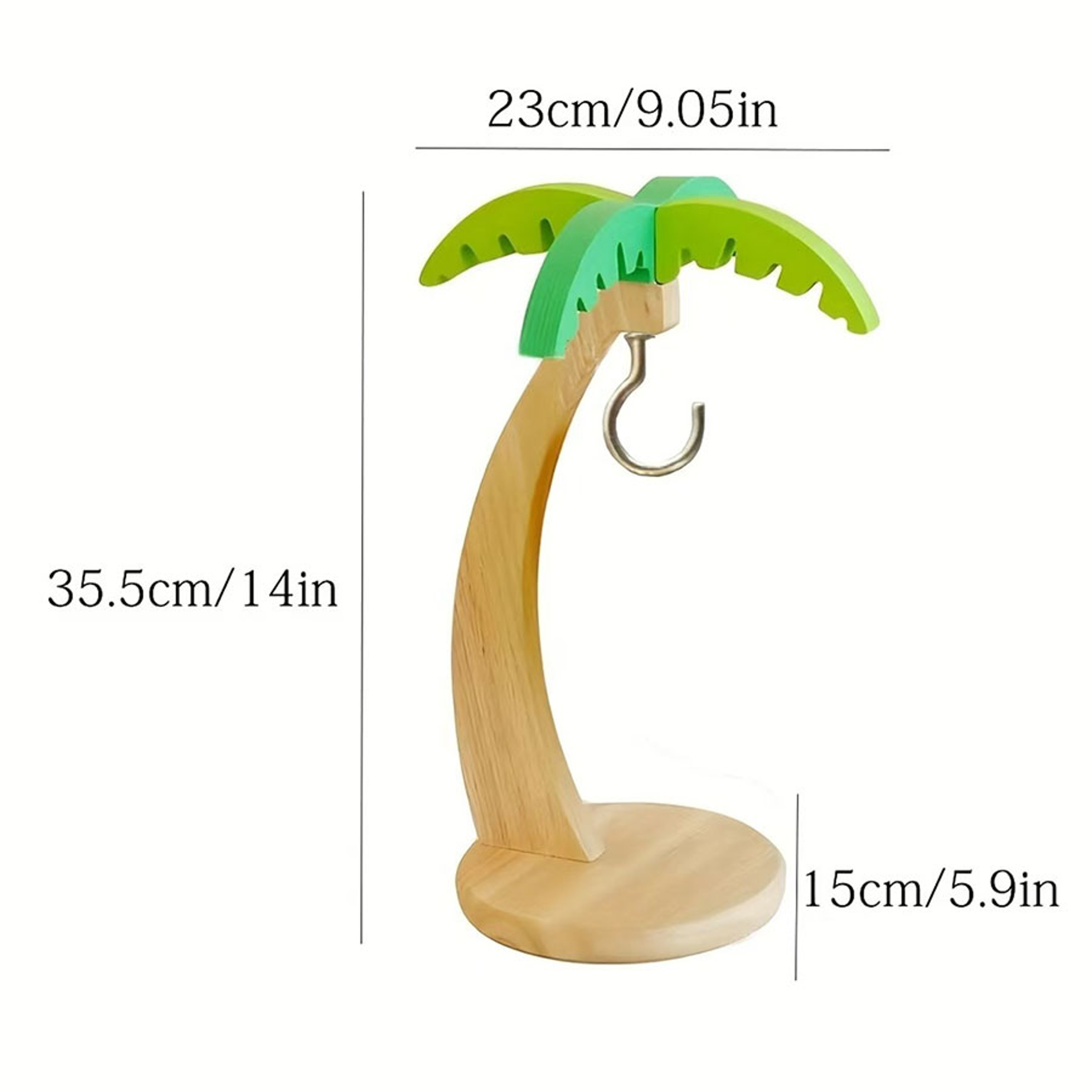 Hanging Kitchen Rack with Hook, Wooden Banana Rack, Vertical Fruit Storage with Simulated Leaf Decoration – view 7