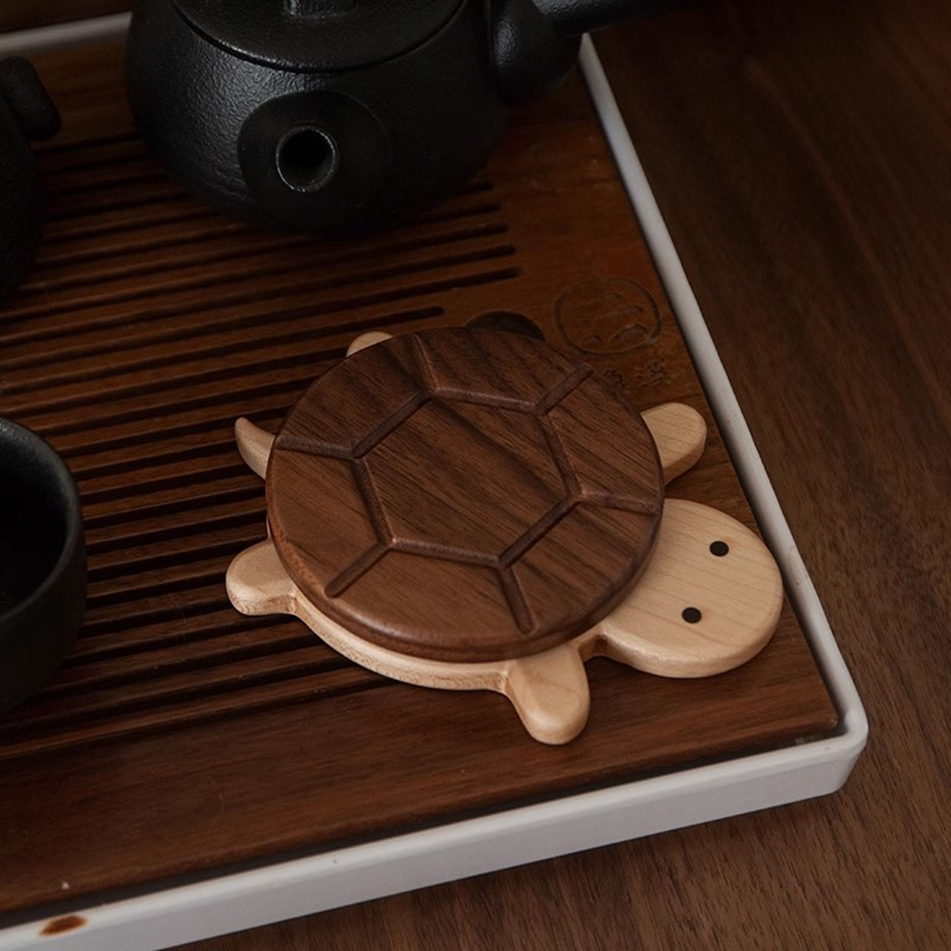 Solid Wood Turtle Insulation Mat Black Walnut Tableware Anti-scald Tea Coaster – view 3