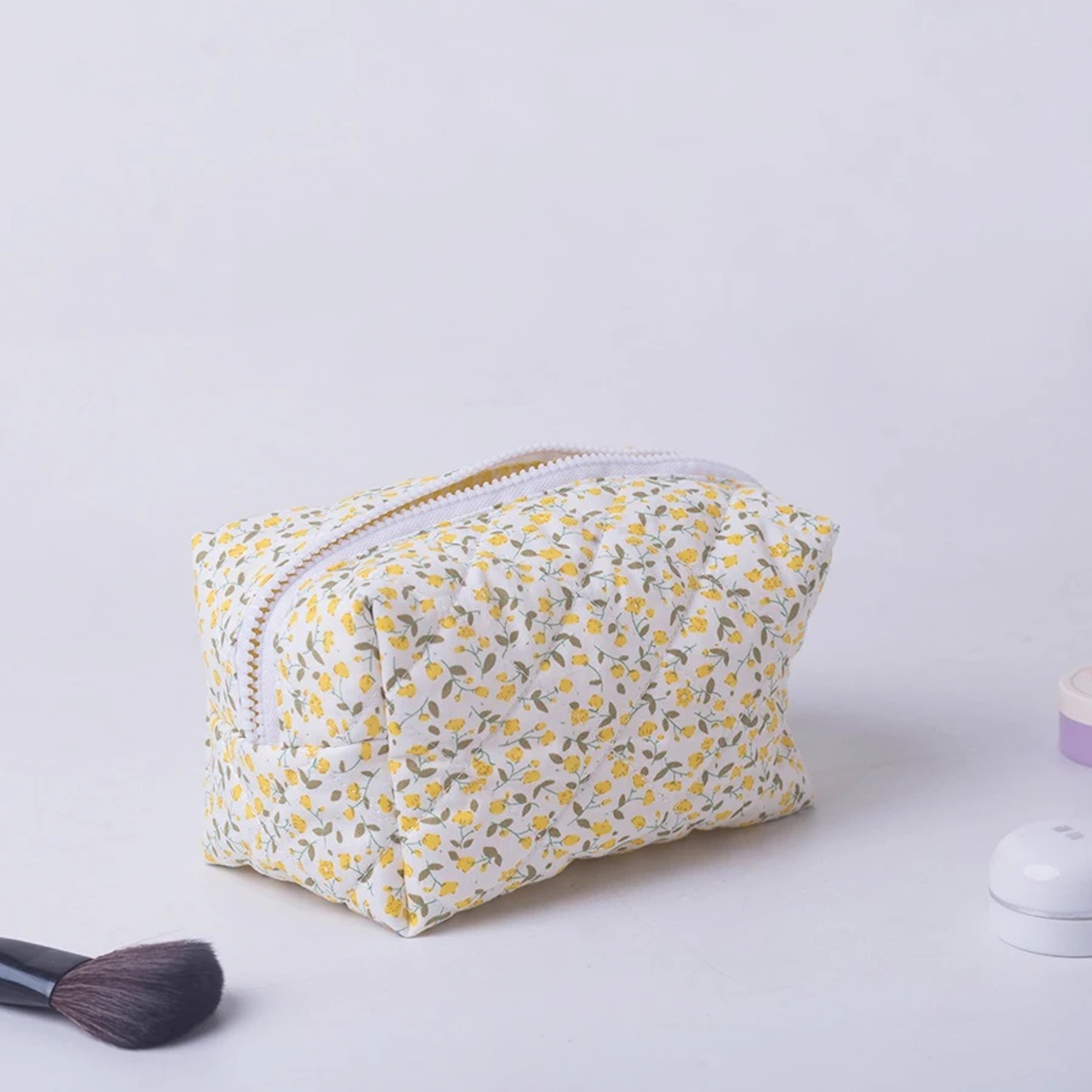 Large Travel Cosmetic Bag Floral Printed Makeup Organizer Puffy Quilted Storage Pouch For Accessori 2