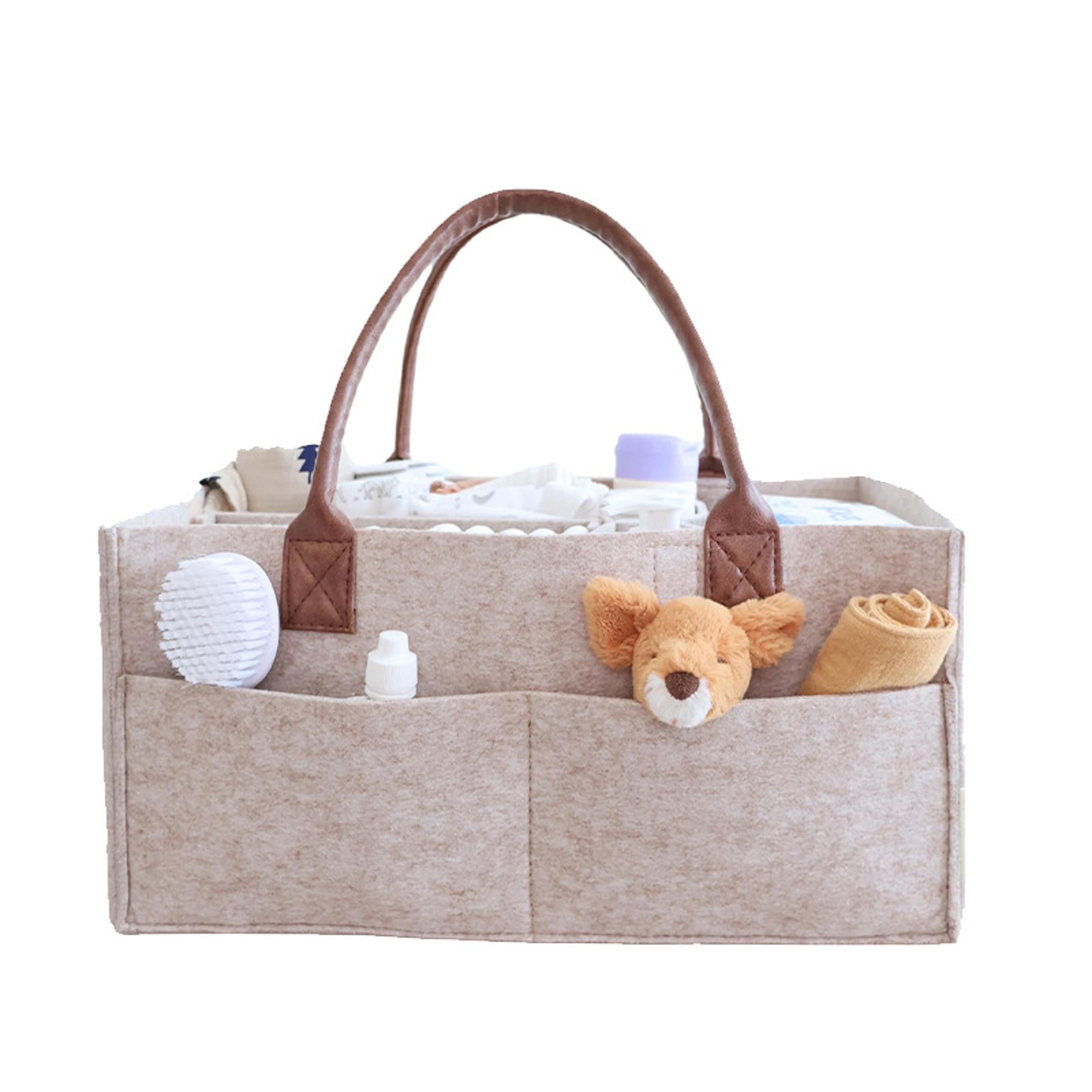 Infant Diaper Bag With Handle Caddy Baby Felt Storage Nursery Organizer Basket Large Pocket Nappy K 0