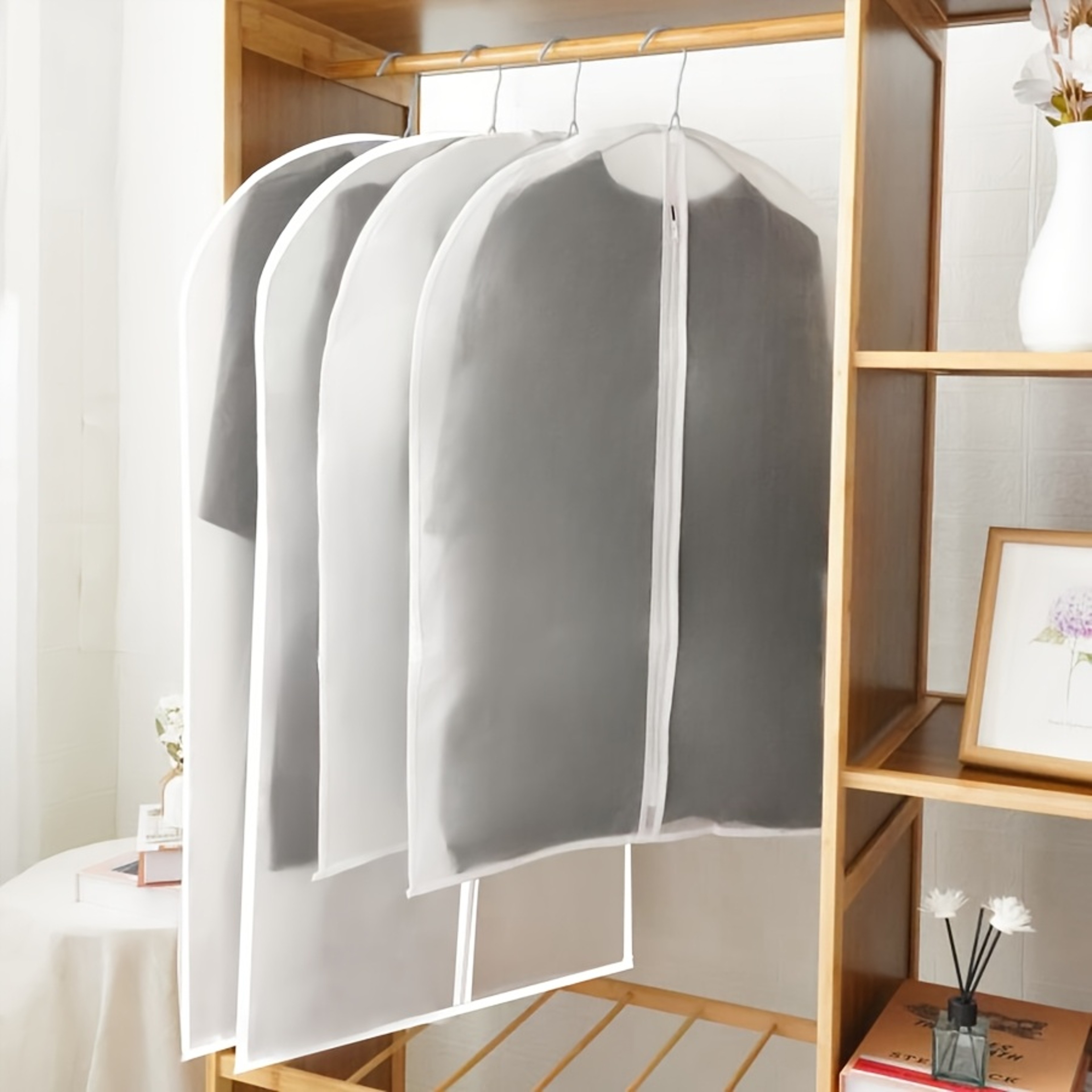 Protective Garment Bags for Clothes Storage, Transparent Thickened Wardrobe Suit and Coat Hanging Bags – view 3