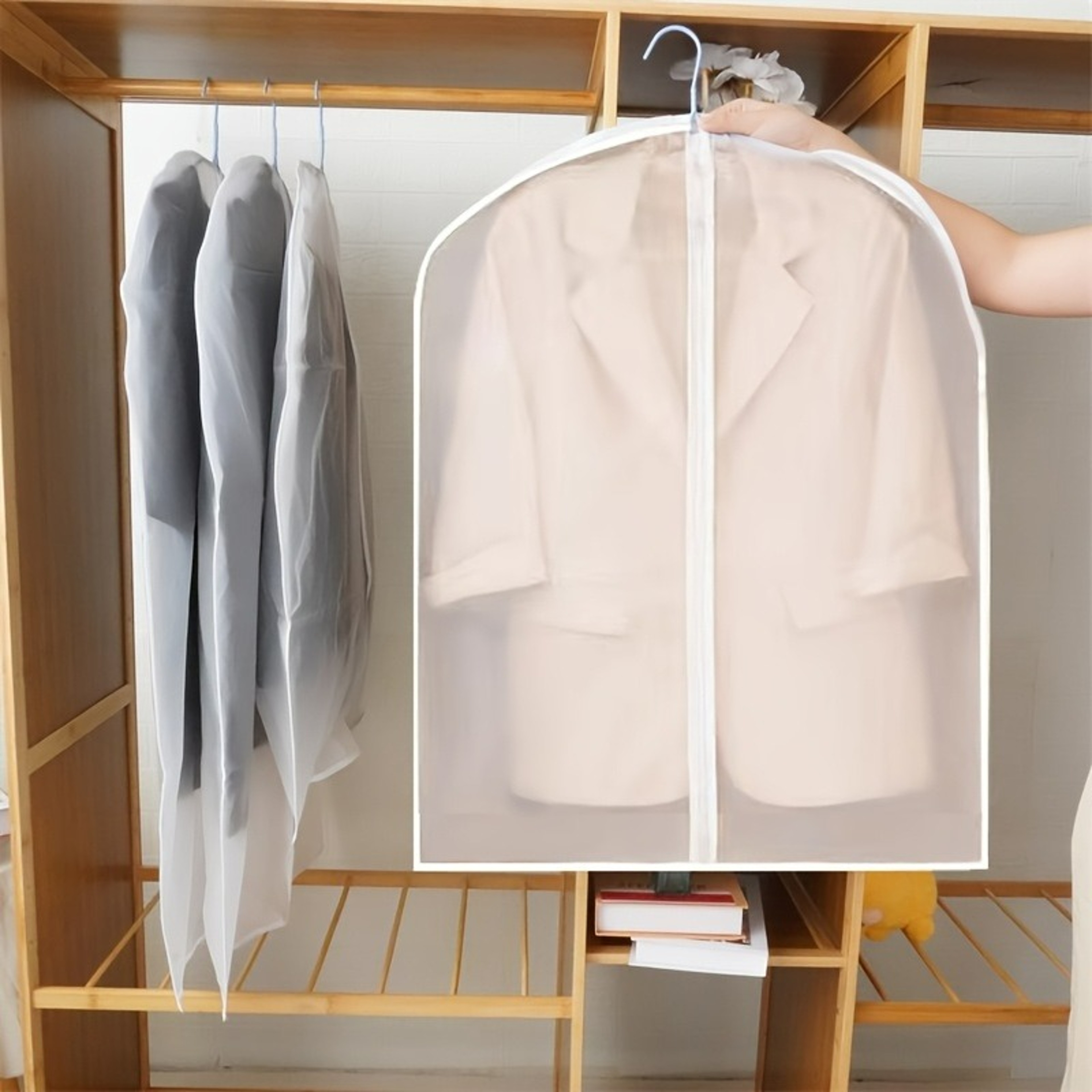 Protective Garment Bags for Clothes Storage, Transparent Thickened Wardrobe Suit and Coat Hanging Bags – view 6