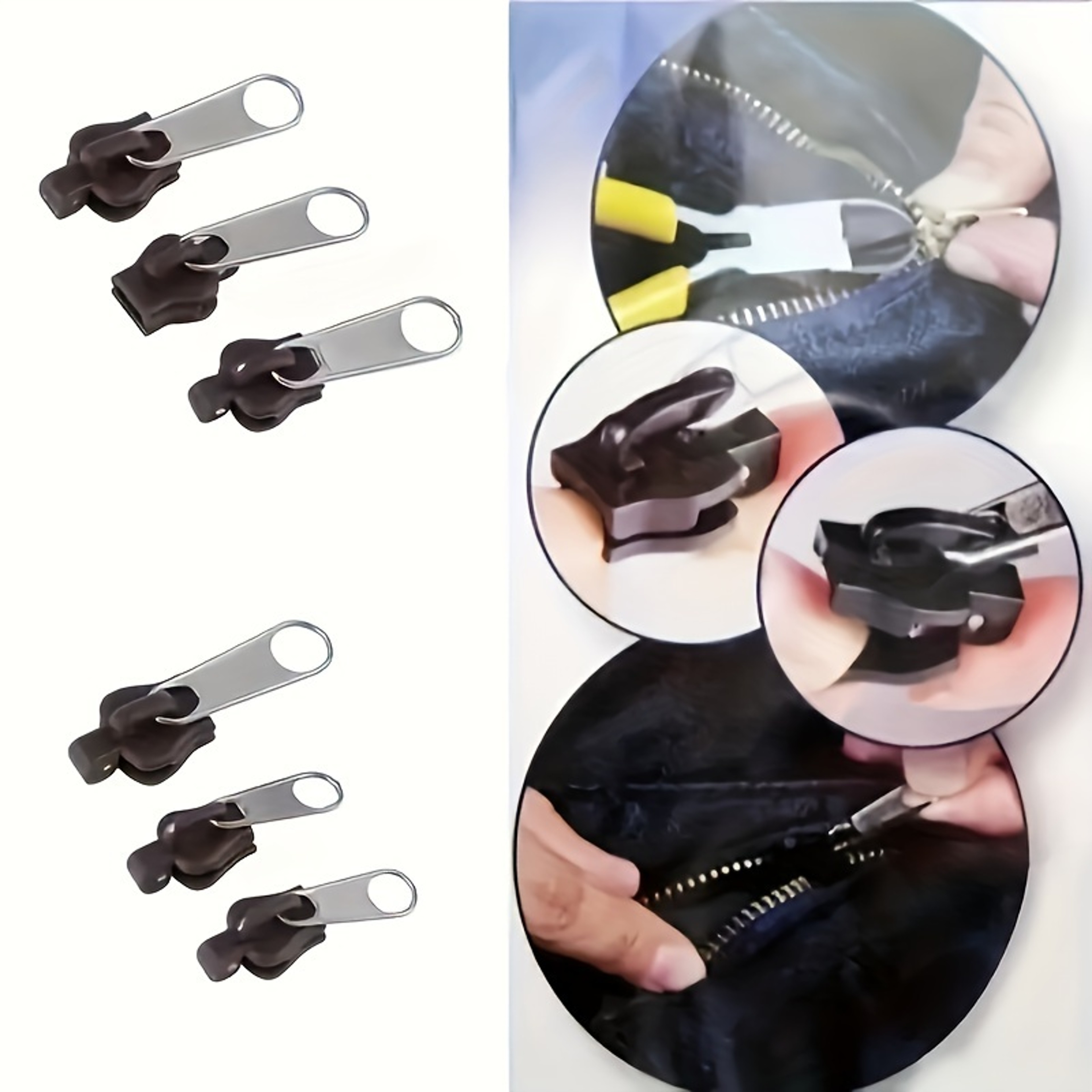 6pcs Instant Zipper Repair Kit With Universal Design  Multiple Sizes Replacement Zipper 0