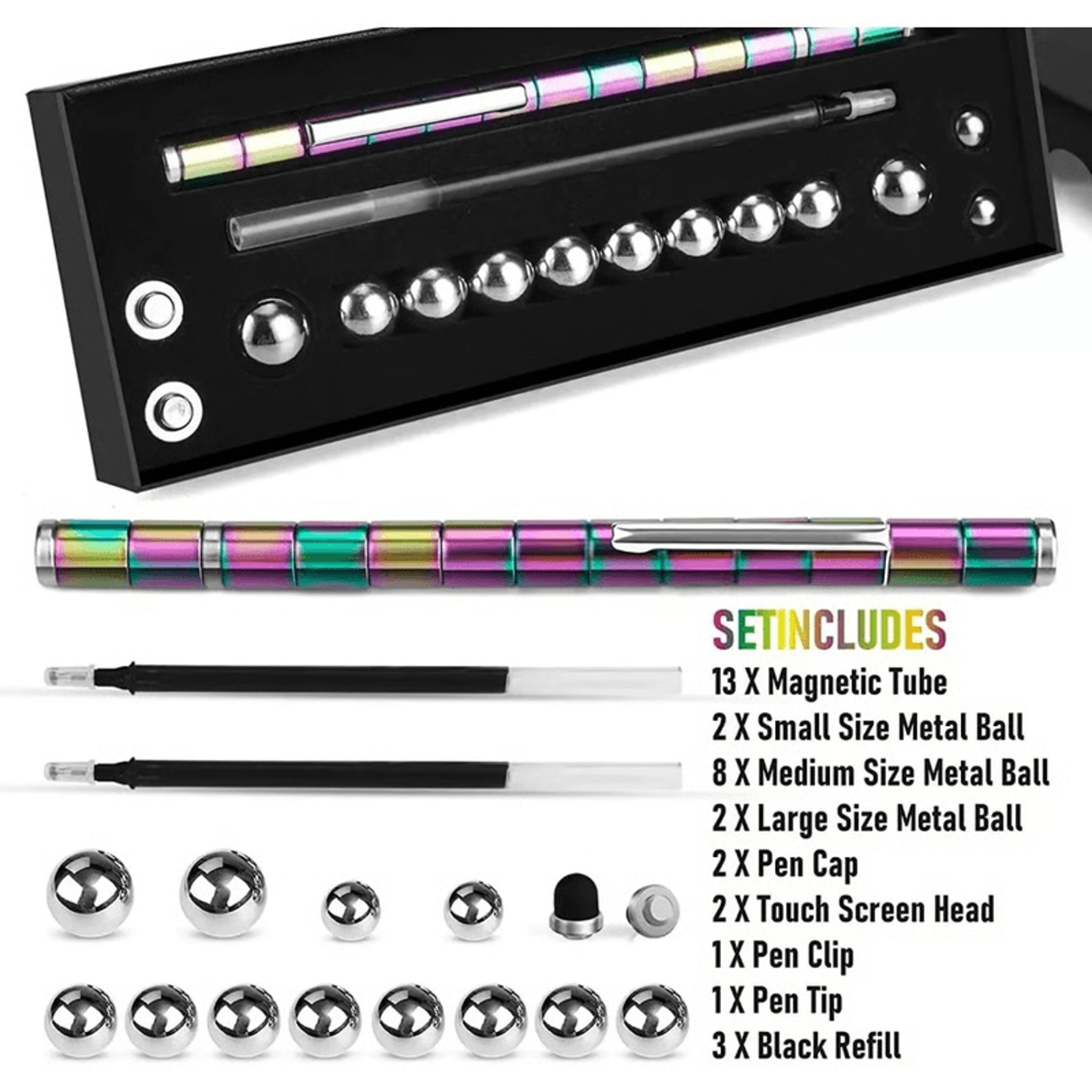 pen with tactile magnetic stress relief