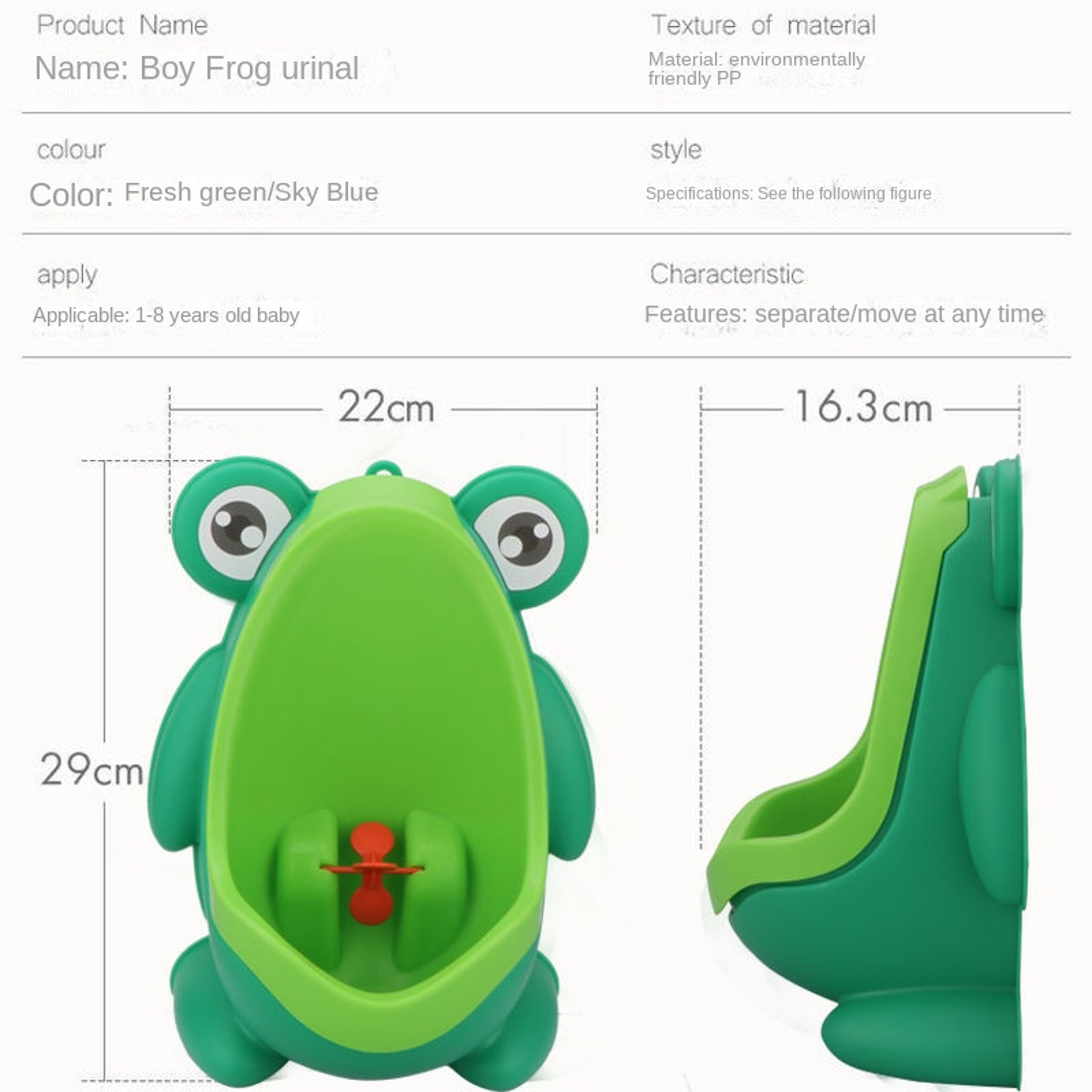 Cartoon Frog WallMounted Urinals Baby Boys Standing Potty Toilet Training Vertical Urinal Potty Pee 2