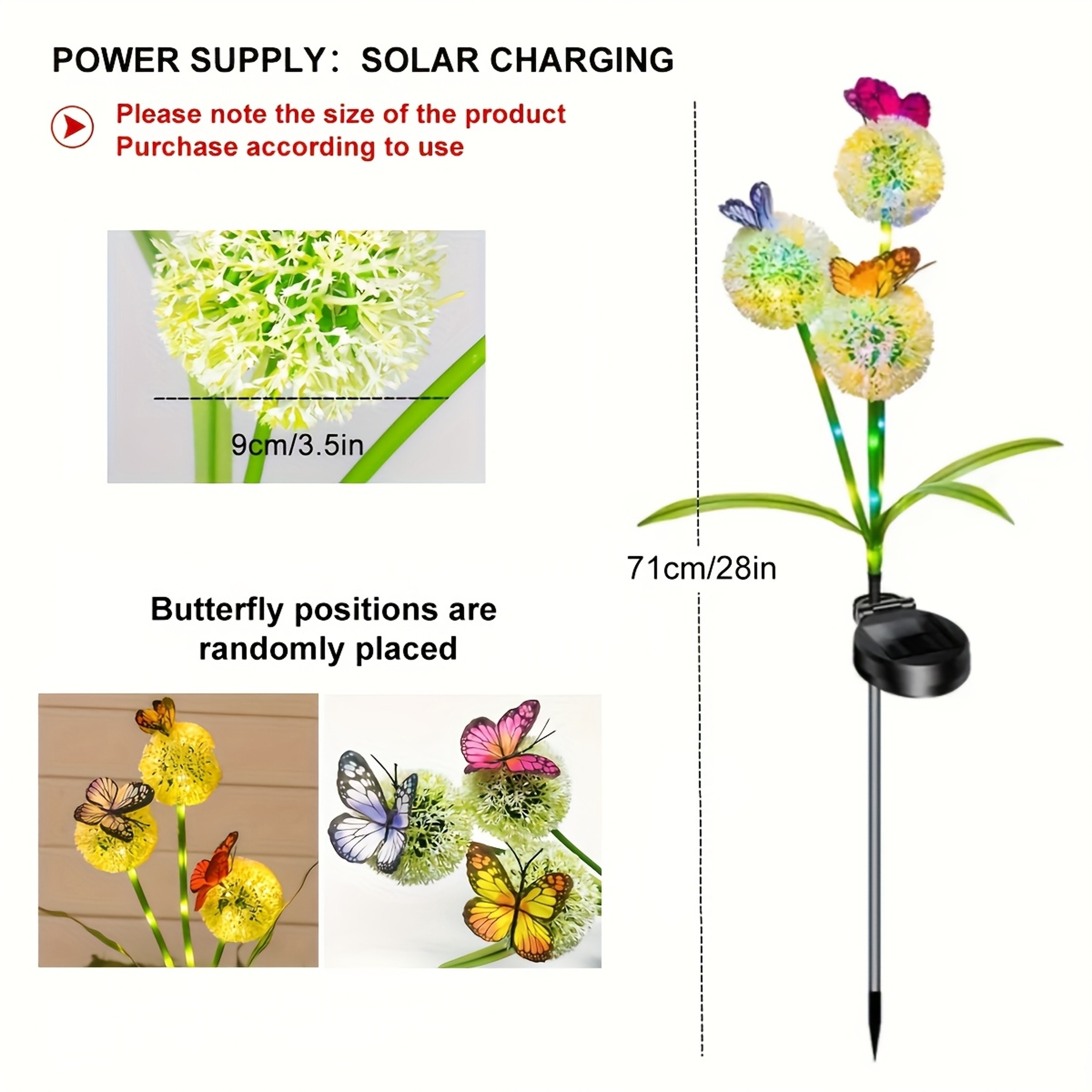 Waterproof Outdoor Solar Light, Solar Butterfly Dandelion Light for Courtyard, Lawn, Garden Decoration – view 4