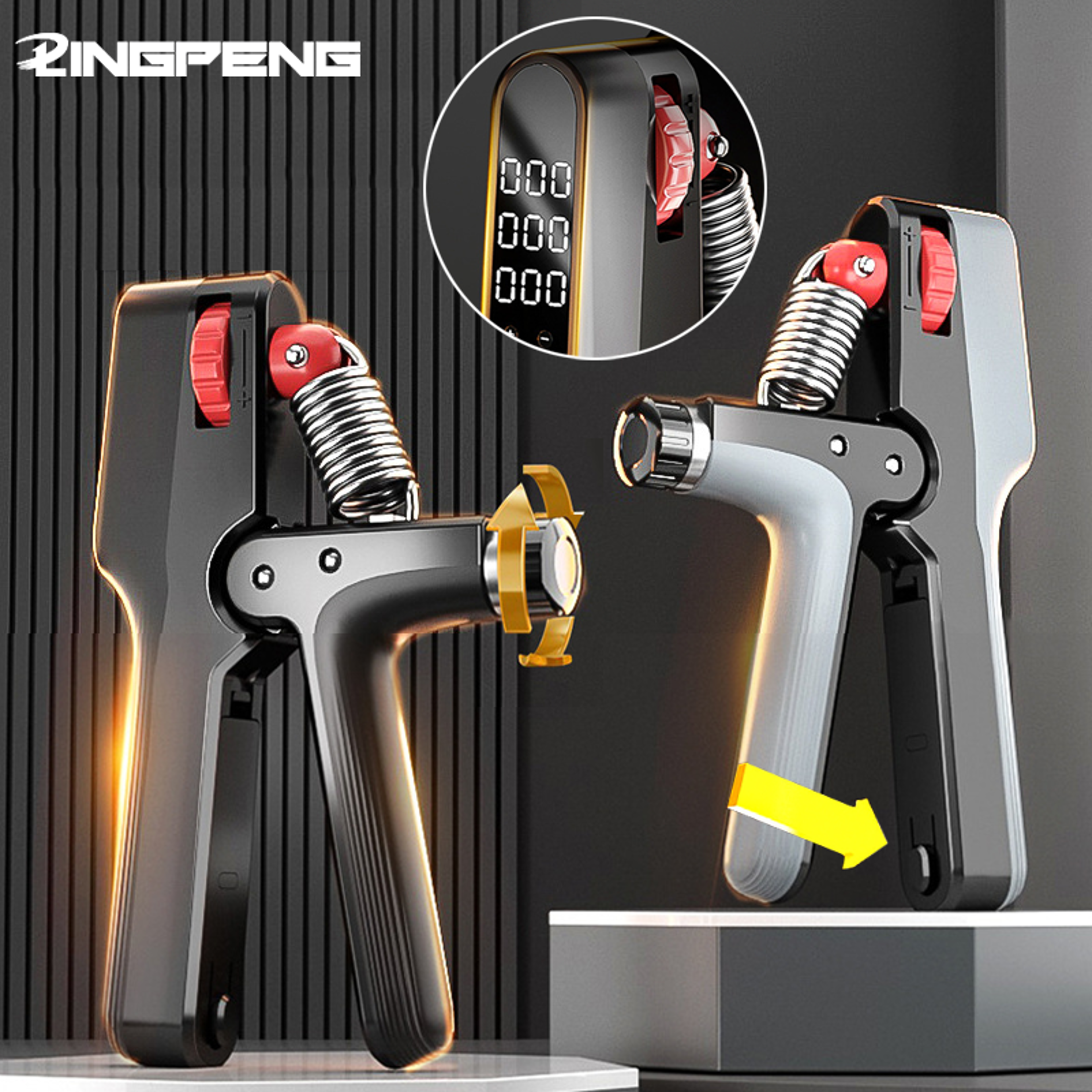 Adjustable Weight Fitness Hand Strength Trainer, Electronic Counting Grip Strength Device – view 1