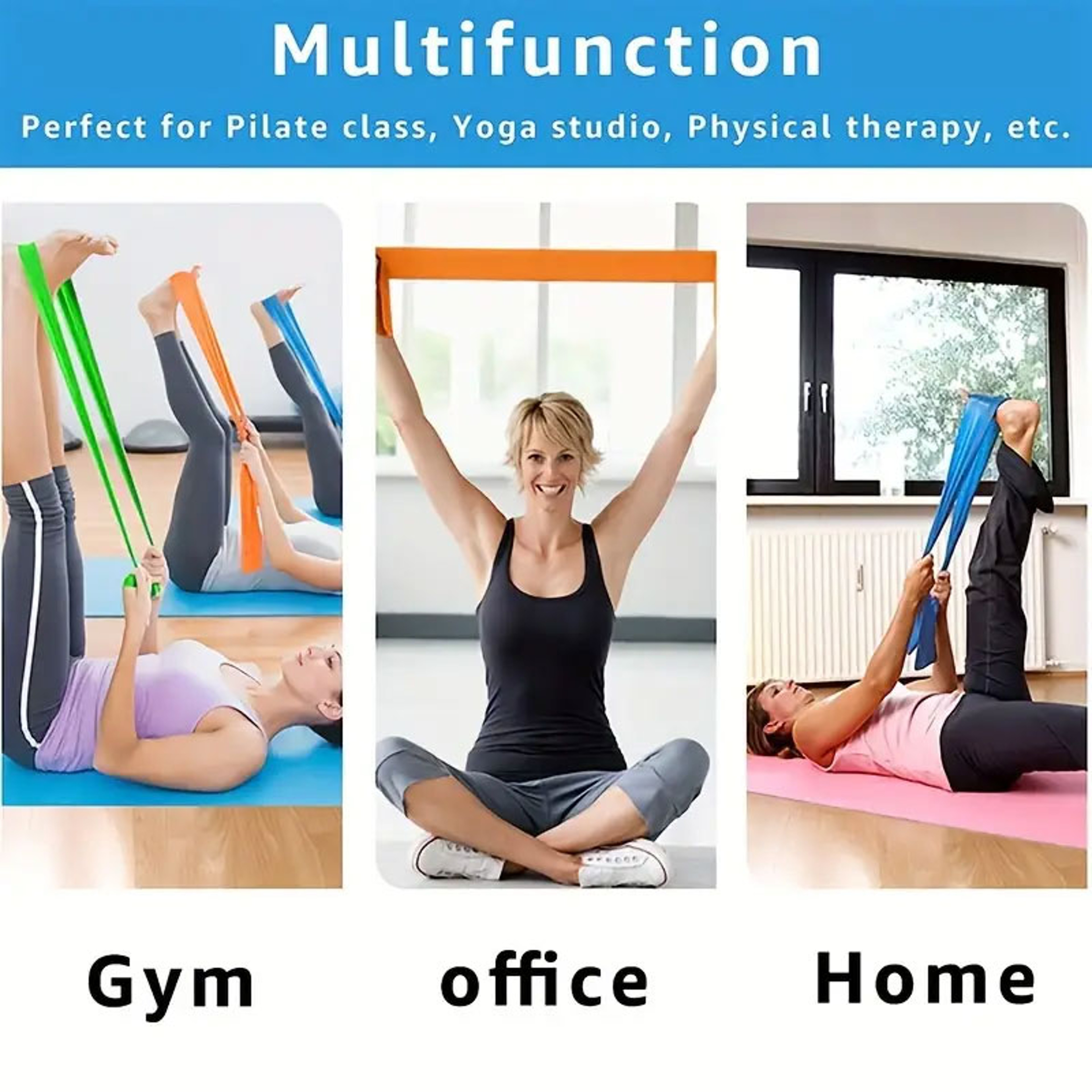 Yoga Stretch Belt For Strength Training Elastic Fitness Resistance Band For Men Women 3pcsset Yoga  3