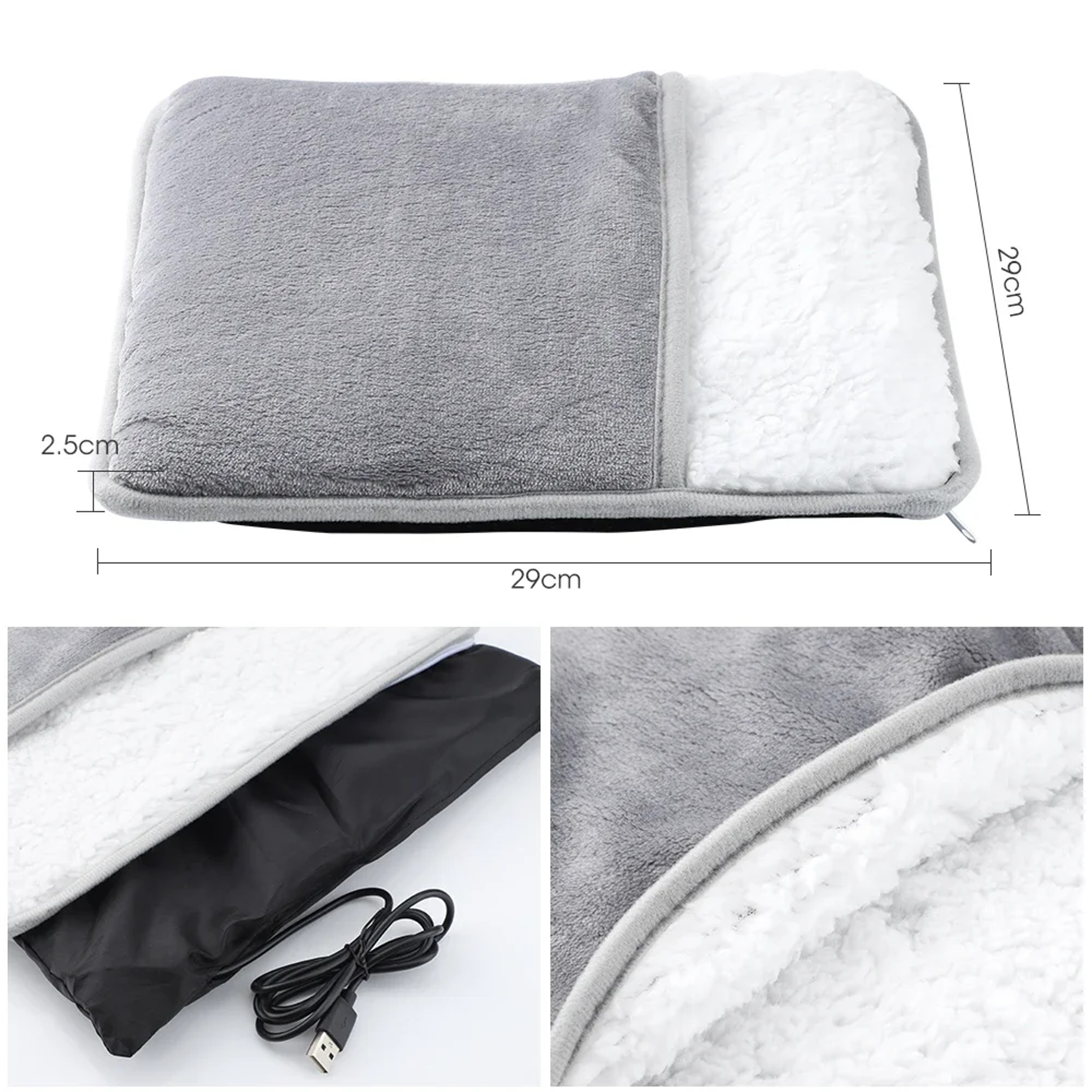 Soft Plush Foot Warmer Heater, USB Charging Winter Electric Foot Heating Pad – view 6