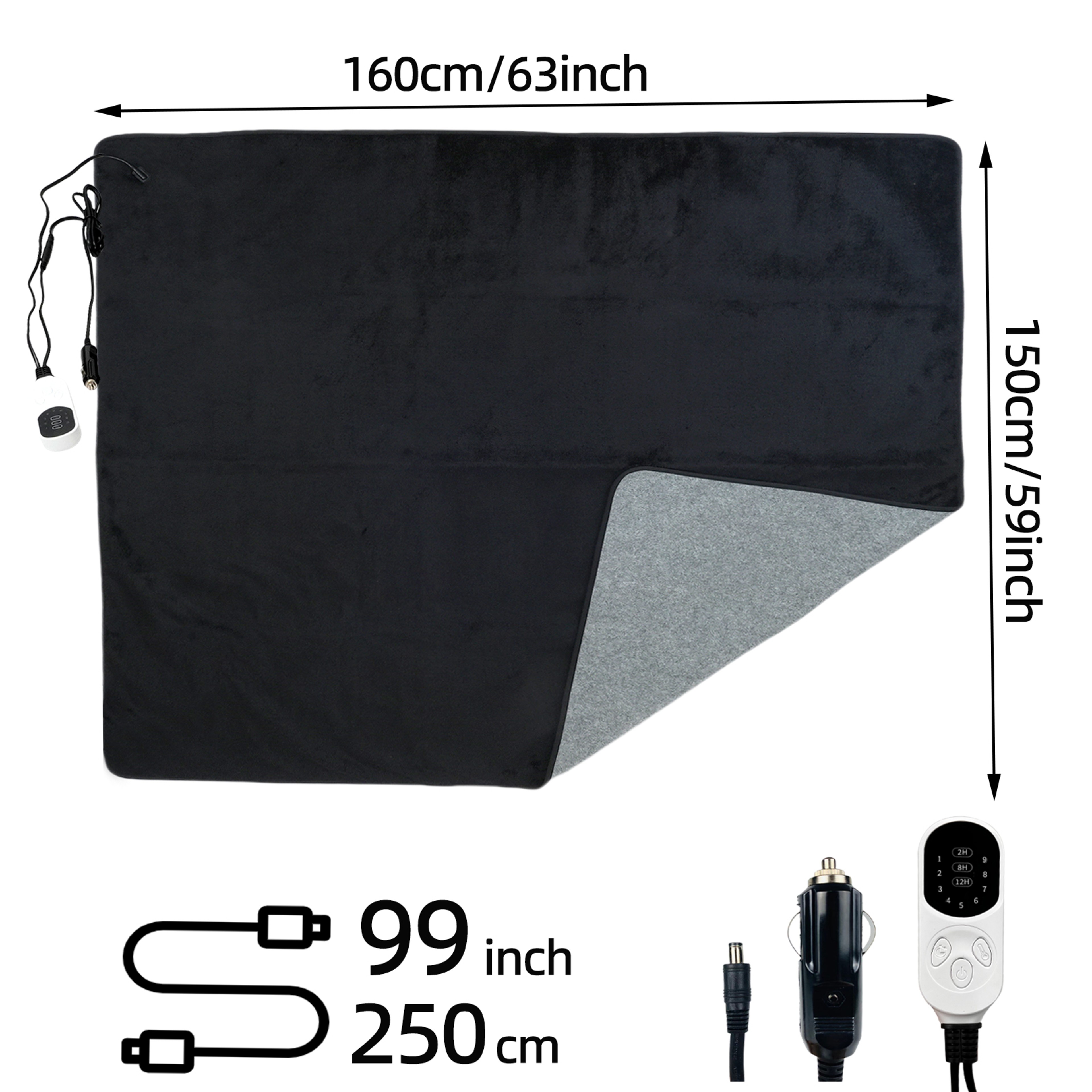 Heated Car Blanket Heating Pad Power Cord With Adjustable Timer And 9 Heating Levels 5