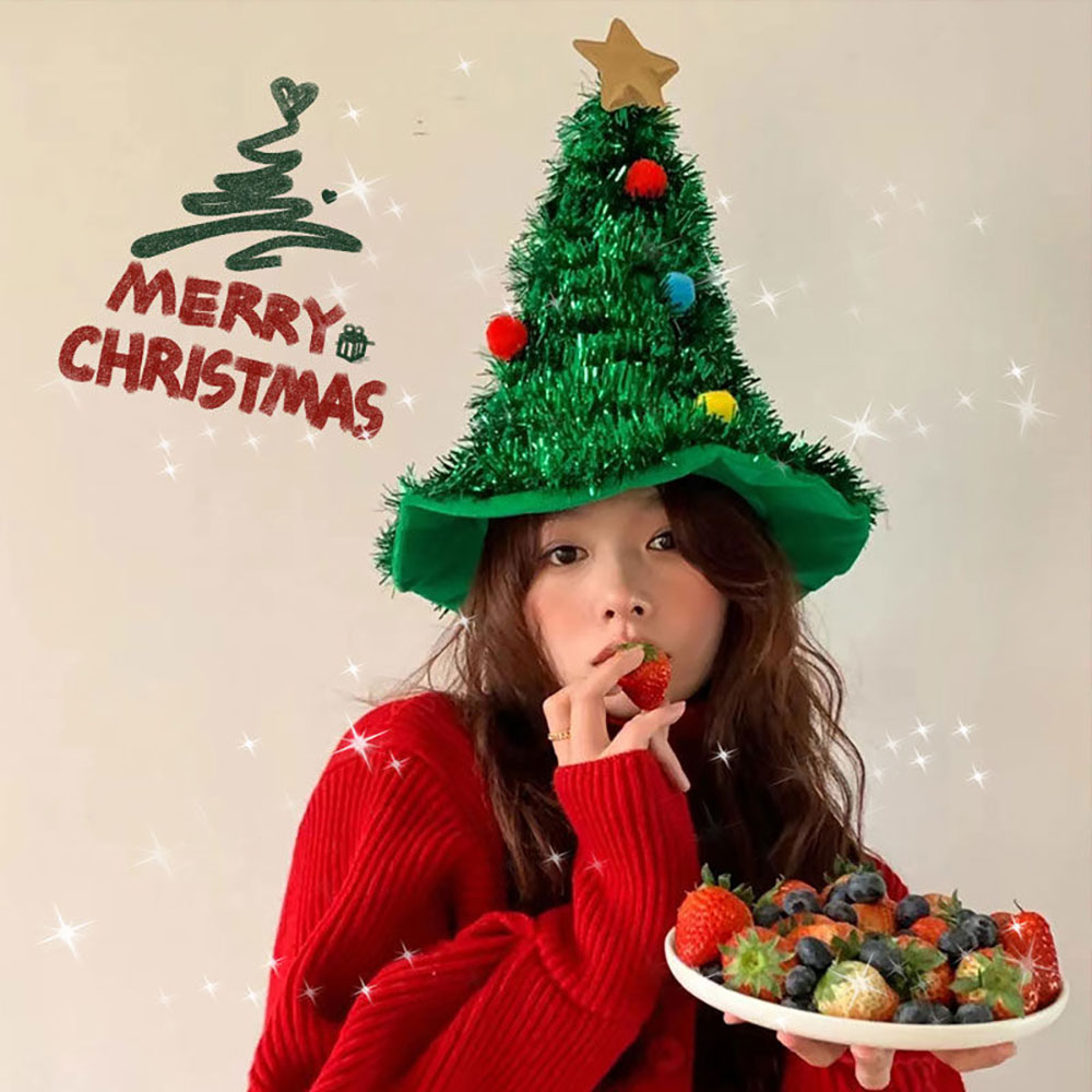 Christmas Hats, Small Christmas Trees, Shooting Props, Headbands for Kids and Adults – view 3