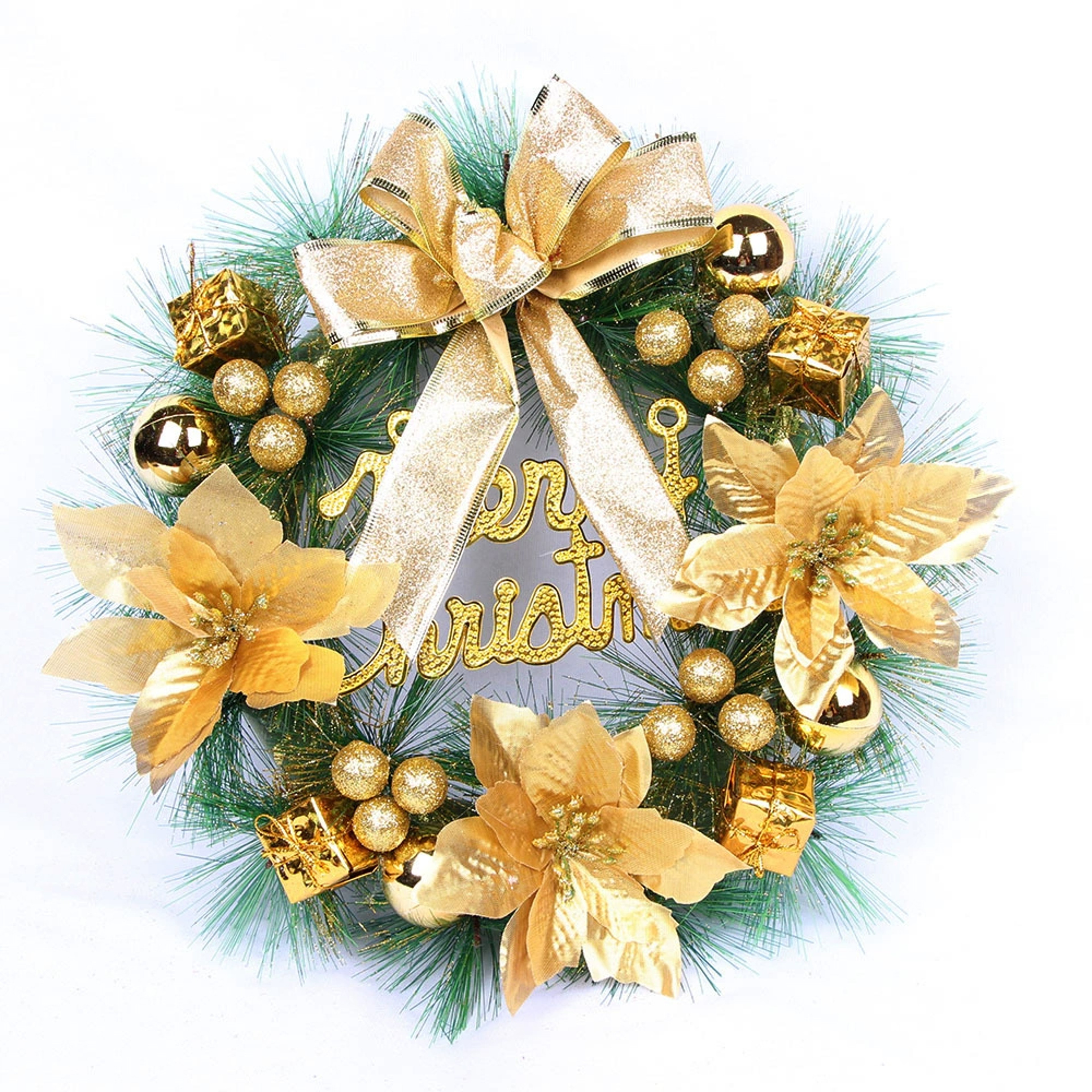 Pink Artificial Christmas Pine Wreath Pendant for Home, Party and Window Decoration – view 5