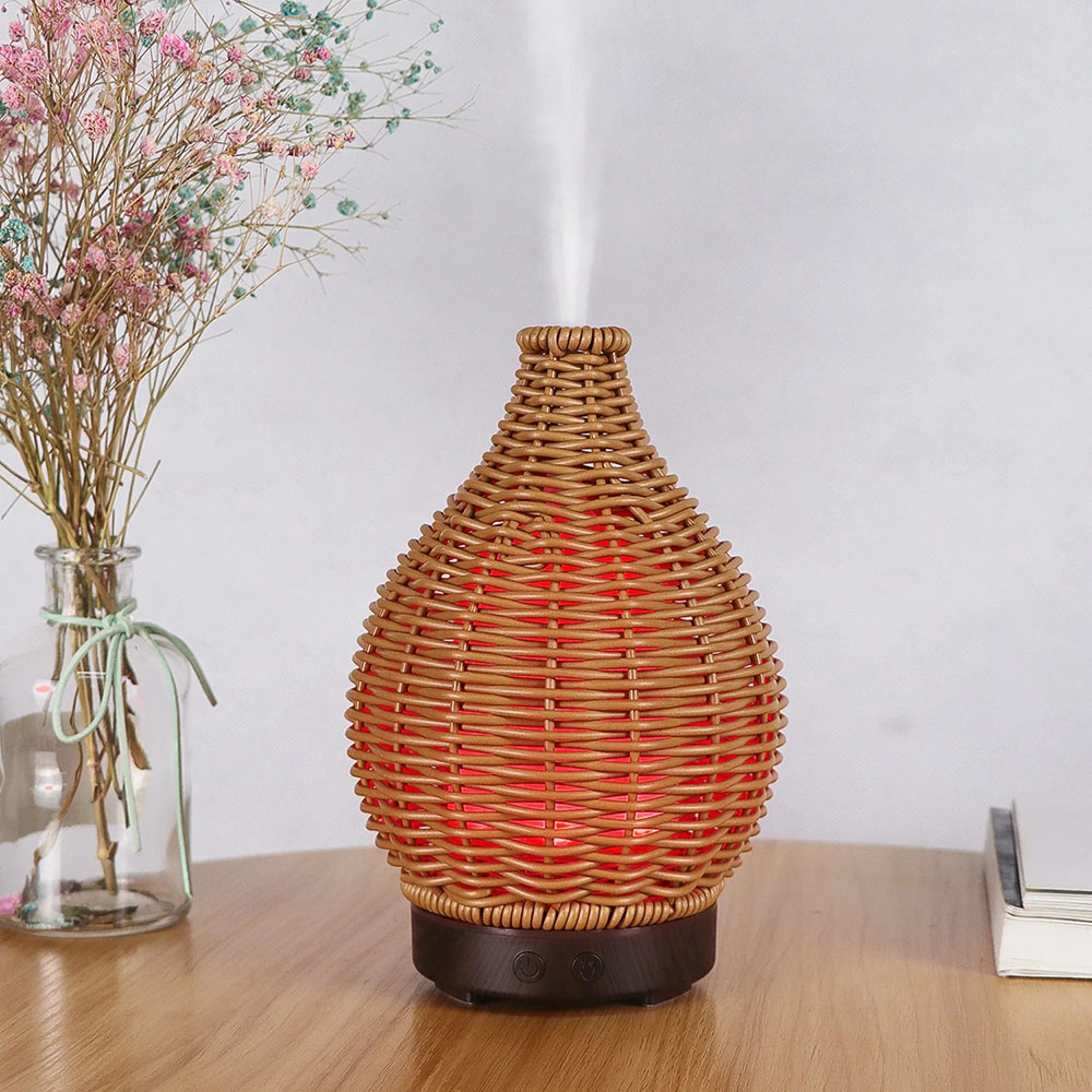 Aromatherapy Wood Weave Vase Humidifier Ultrasonic Household Air Humidifier Colorful Mute Spray 0