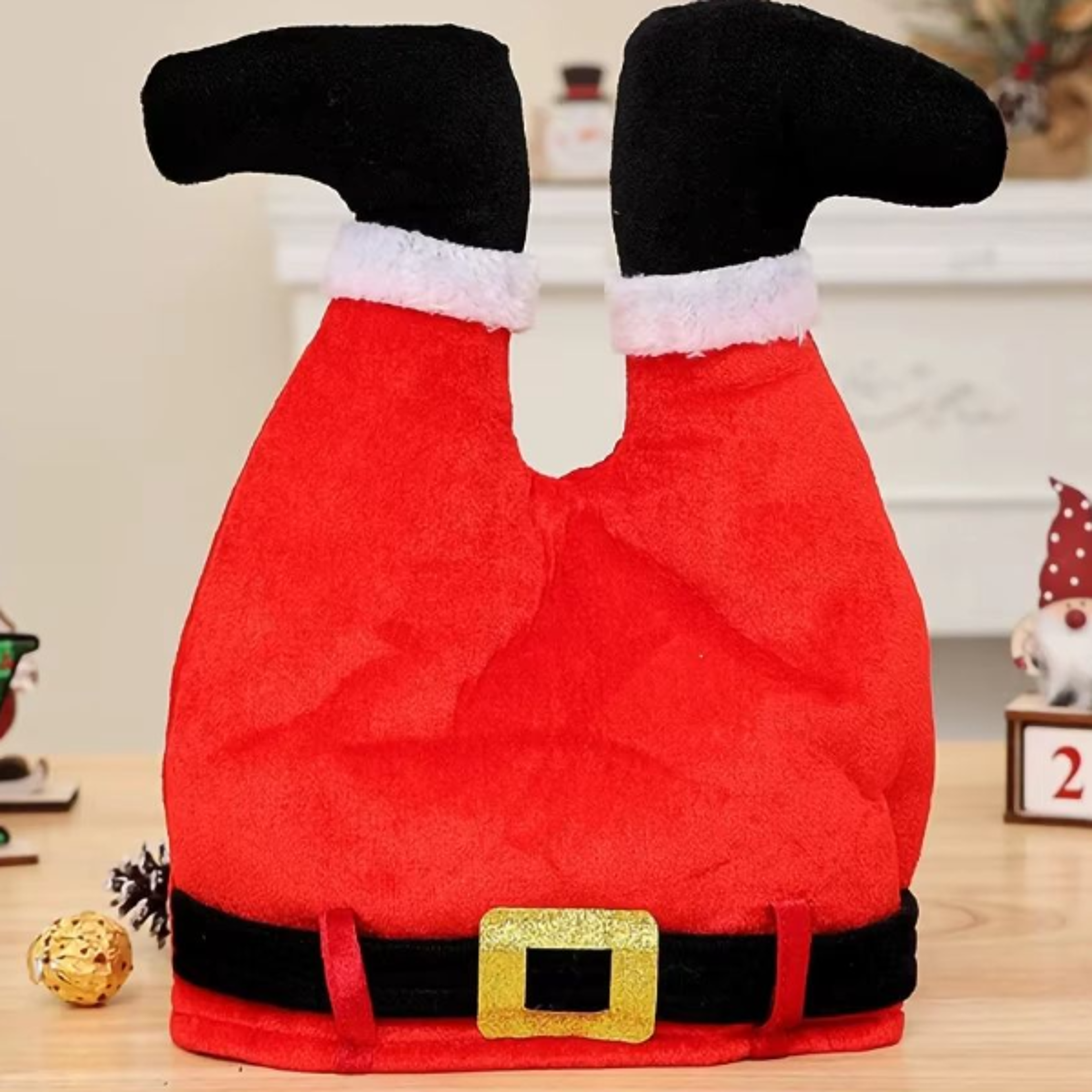 Christmas Hats with Humorous Elf Pants Santa Hat Vibrant Red Beanie Party Hats for Festive Fun