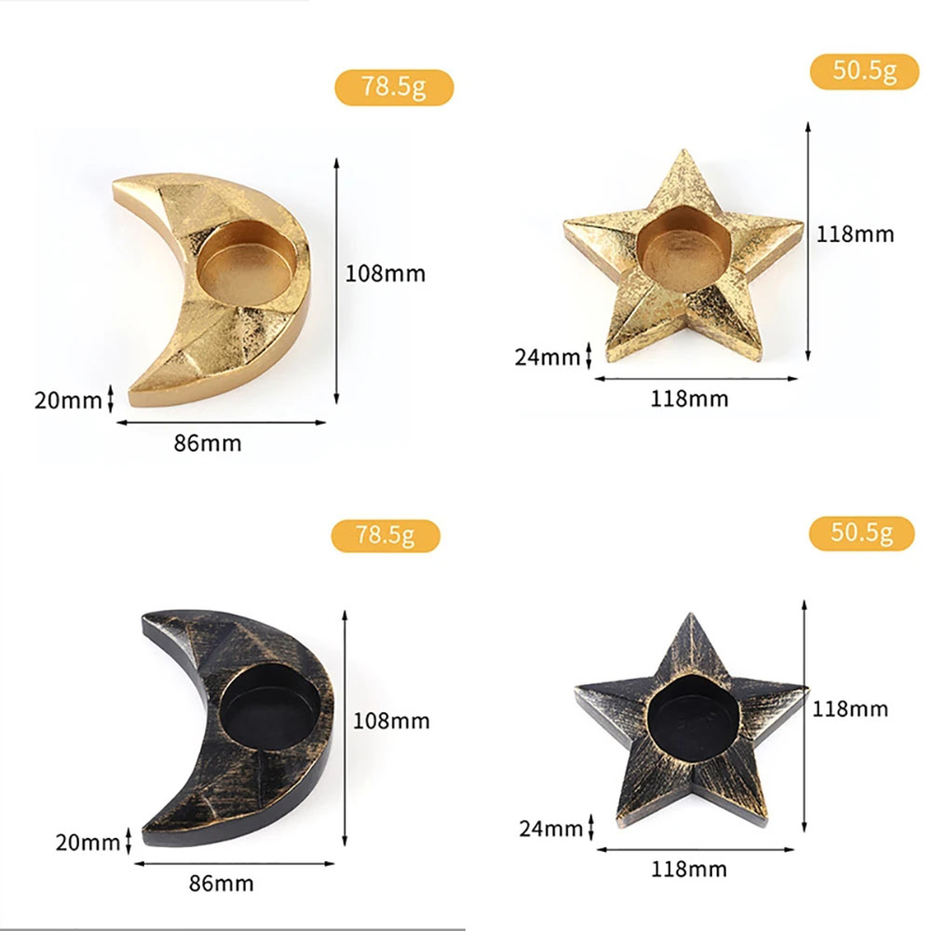 Imitation Old Moon Star Candle Tray Five Pointed Star Aromatherapy Candlestick For Home Decor 5