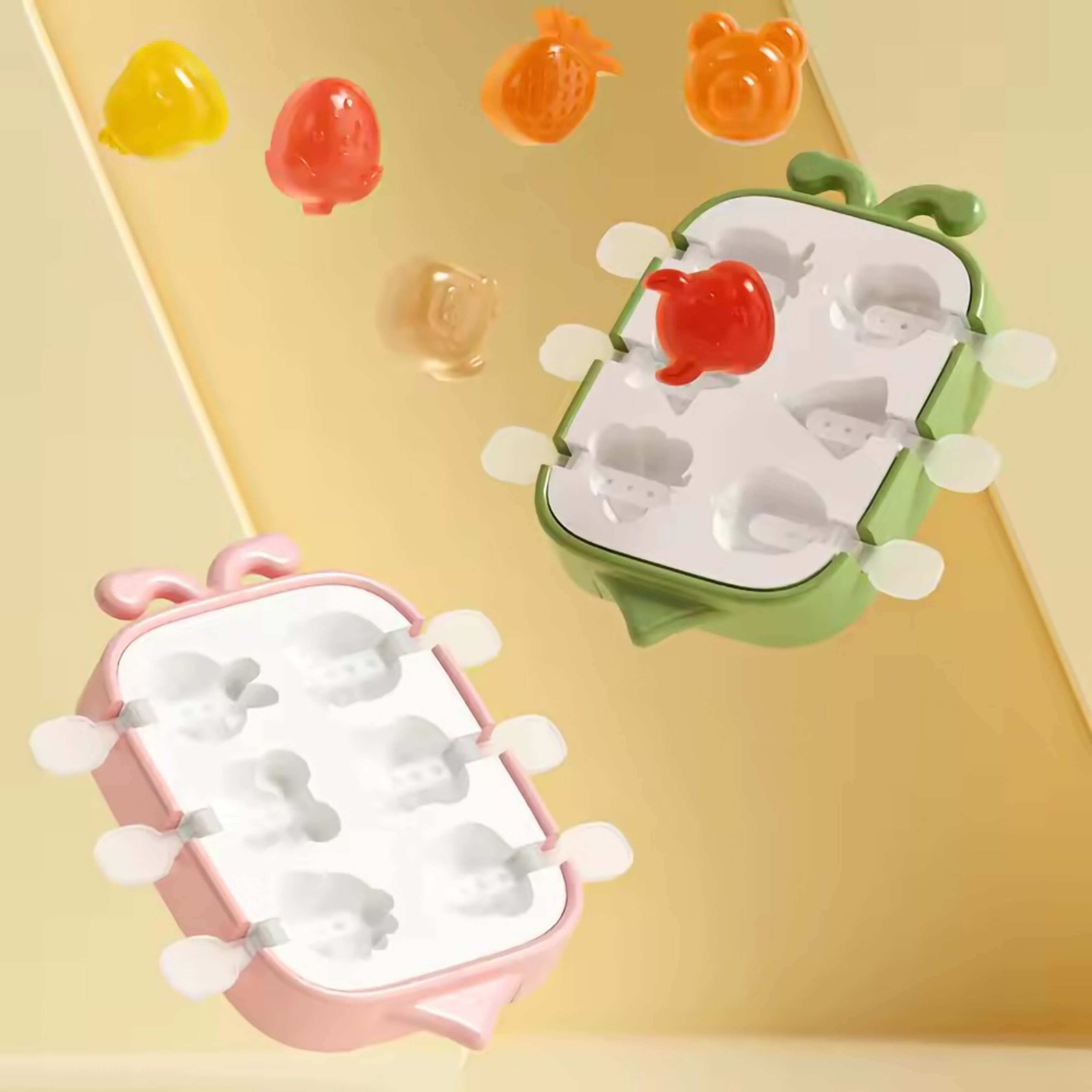 Cute Animal Fruit Shaped Popsicle Mold Box, Silicone Ice Cube Tray for Ice Cream – view 4
