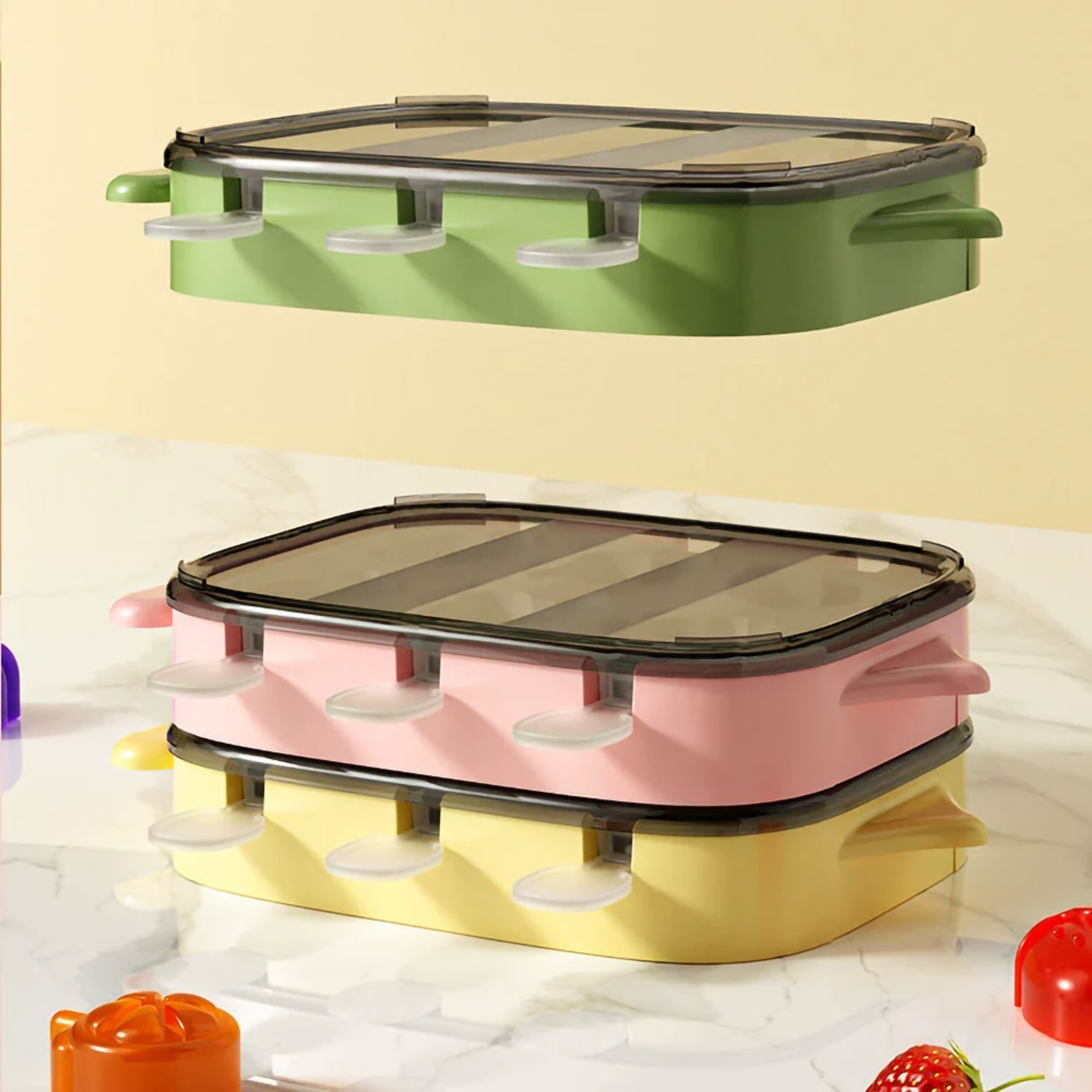 Cute Animal Fruit Shaped Popsicle Mold Box, Silicone Ice Cube Tray for Ice Cream – view 5