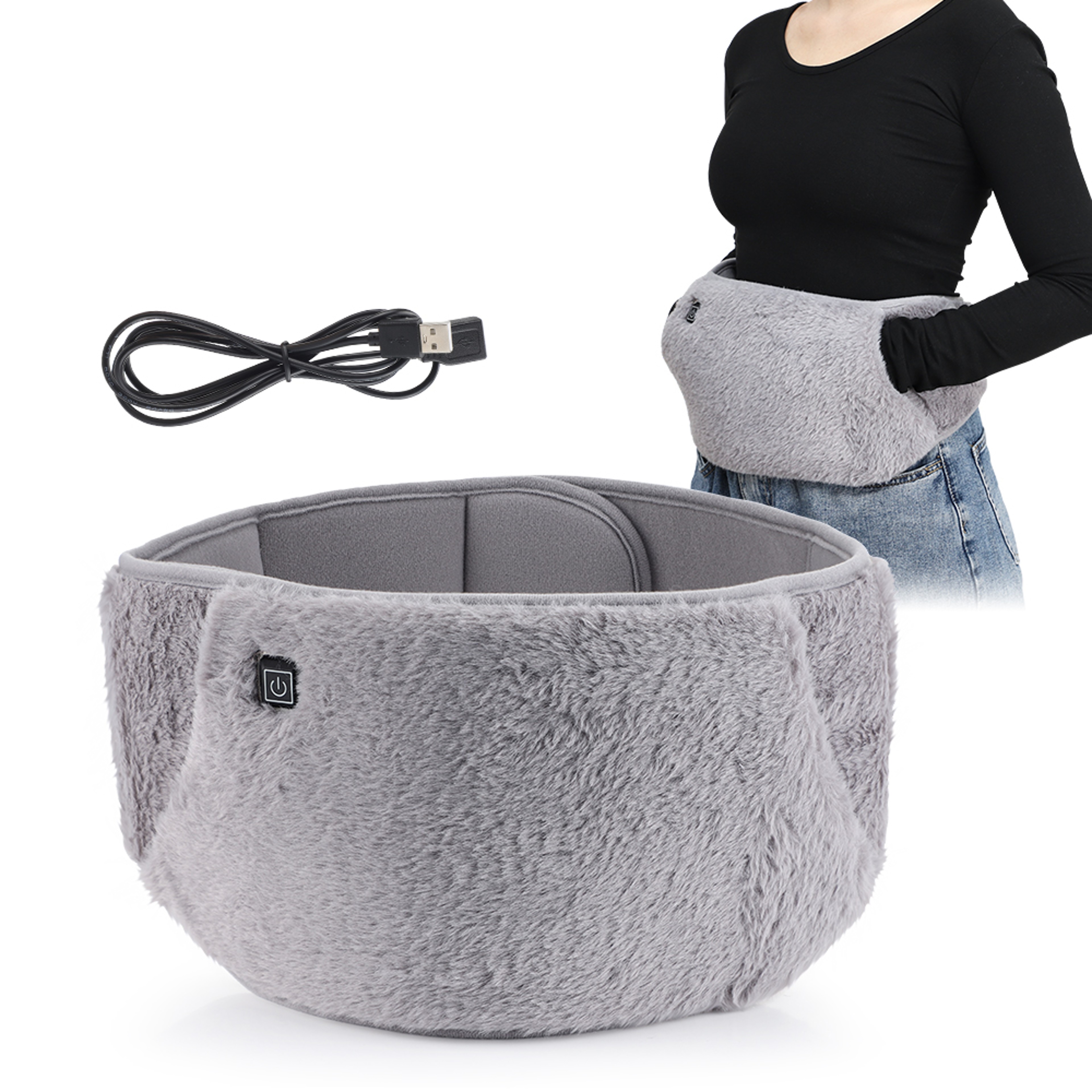 Graphene Electric Heated Waist Warmer, Uterus Warming Belt, USB Charging Abdominal Massager – view 1