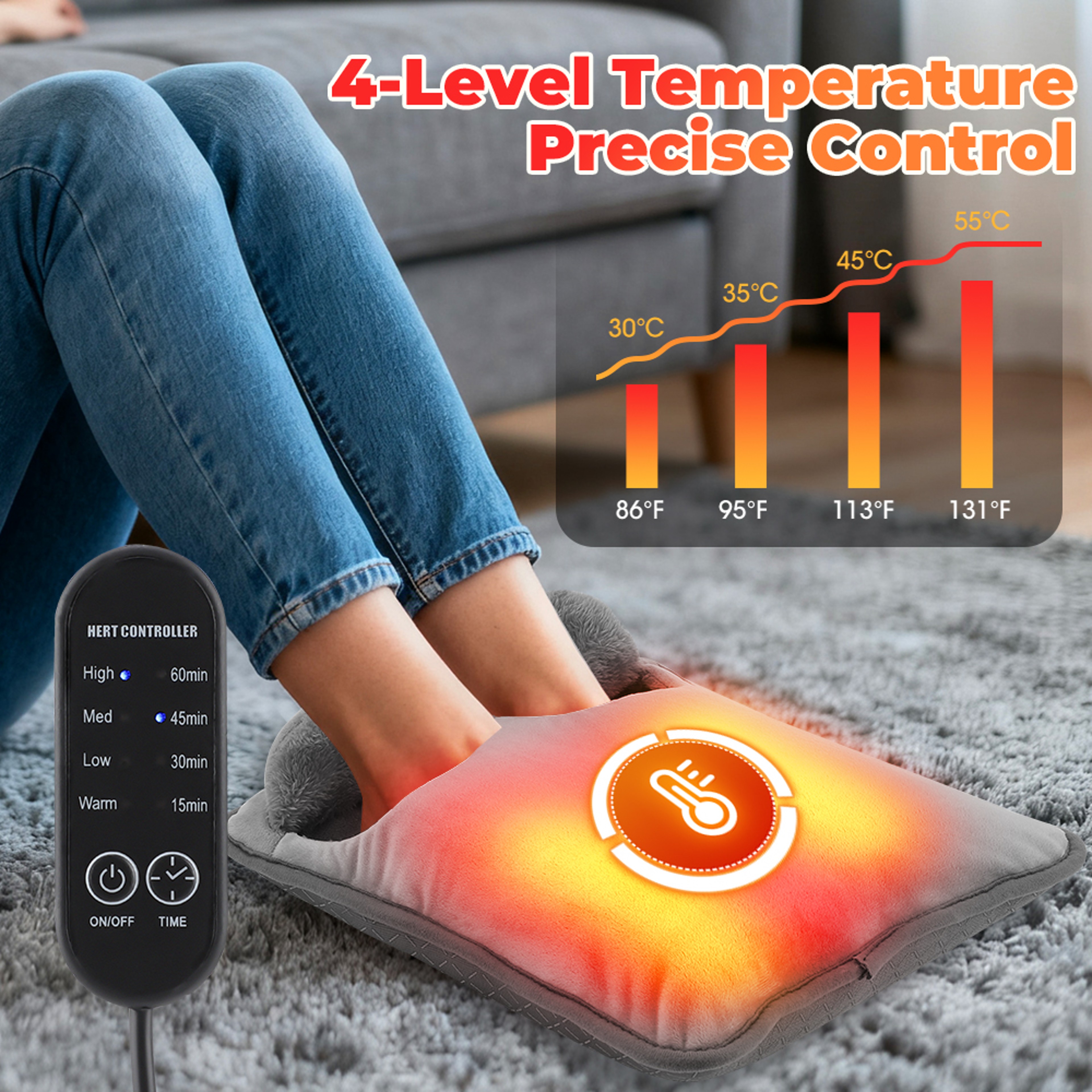 USB Washable Electric Foot Heating Pad Portable Soft Plush Feet Warmer Heater Foot Warming Mat 1