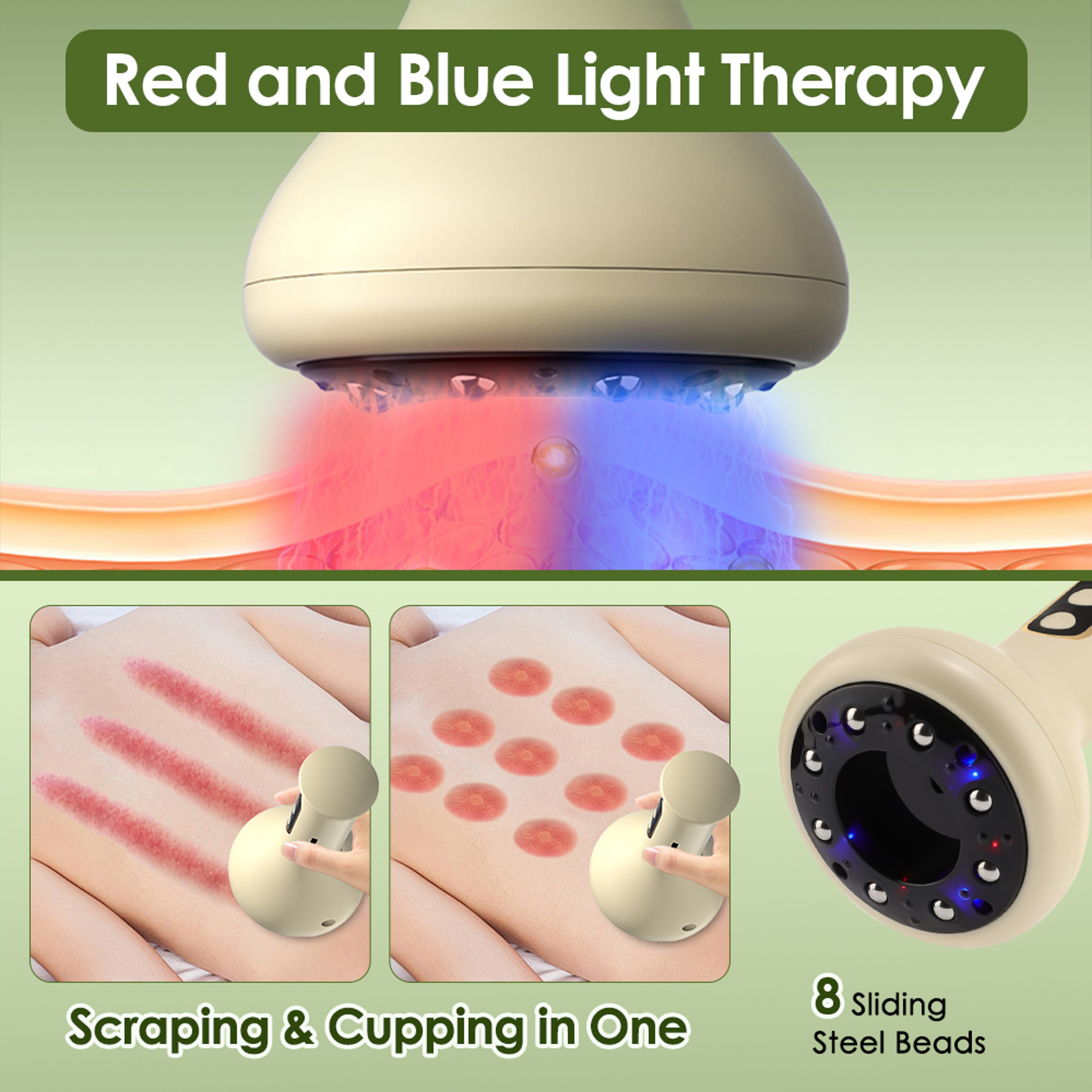 Handheld USB Rechargeable Abdominal Massager Hot Compress Guasha Cupping Intensity Arm And Leg Mass 5