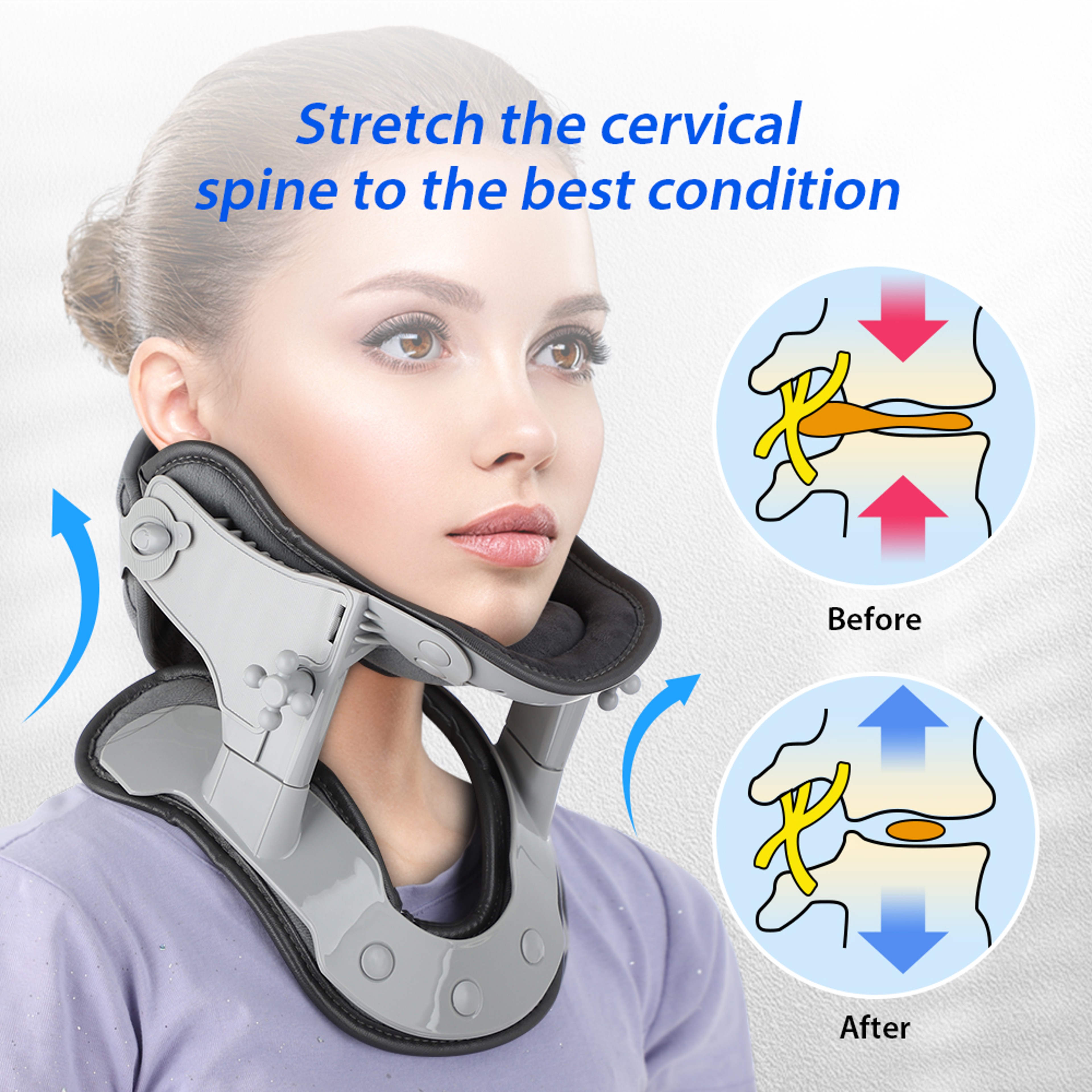 Cervical Support Posture Correction Collar Neck Cervical Traction Adjustable Heating Neck Retractor 2
