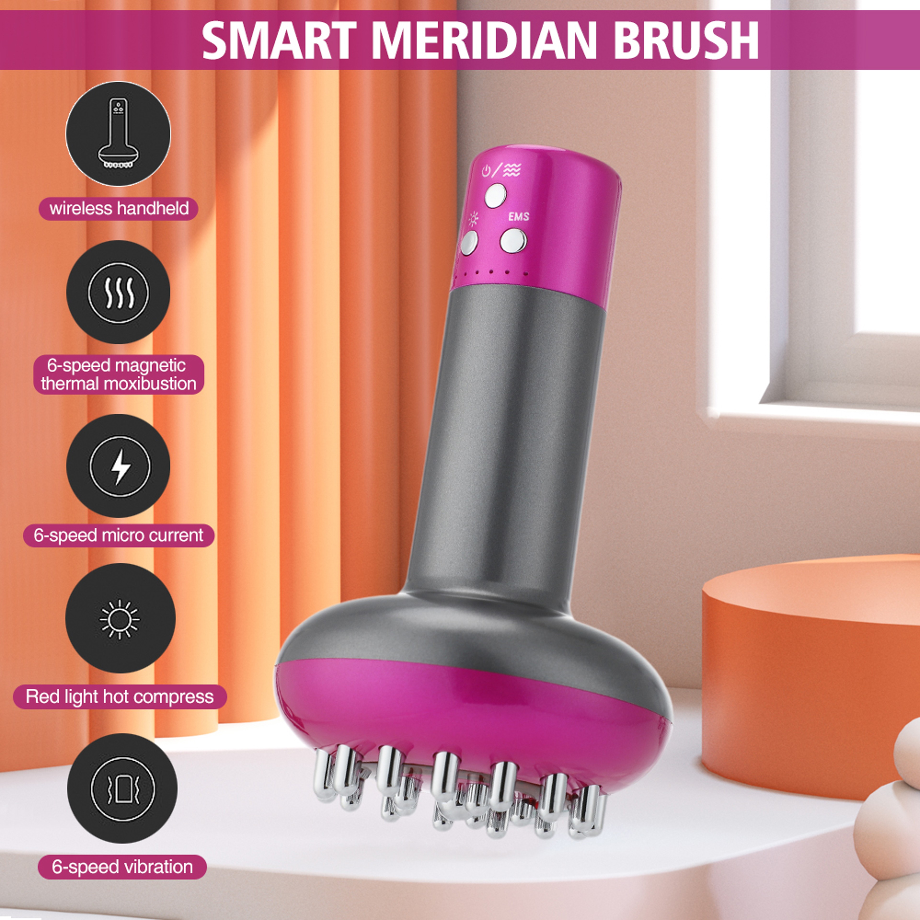 Microcurrent Body Back Massager Anti Cellulite Heating Meridian Massage 0