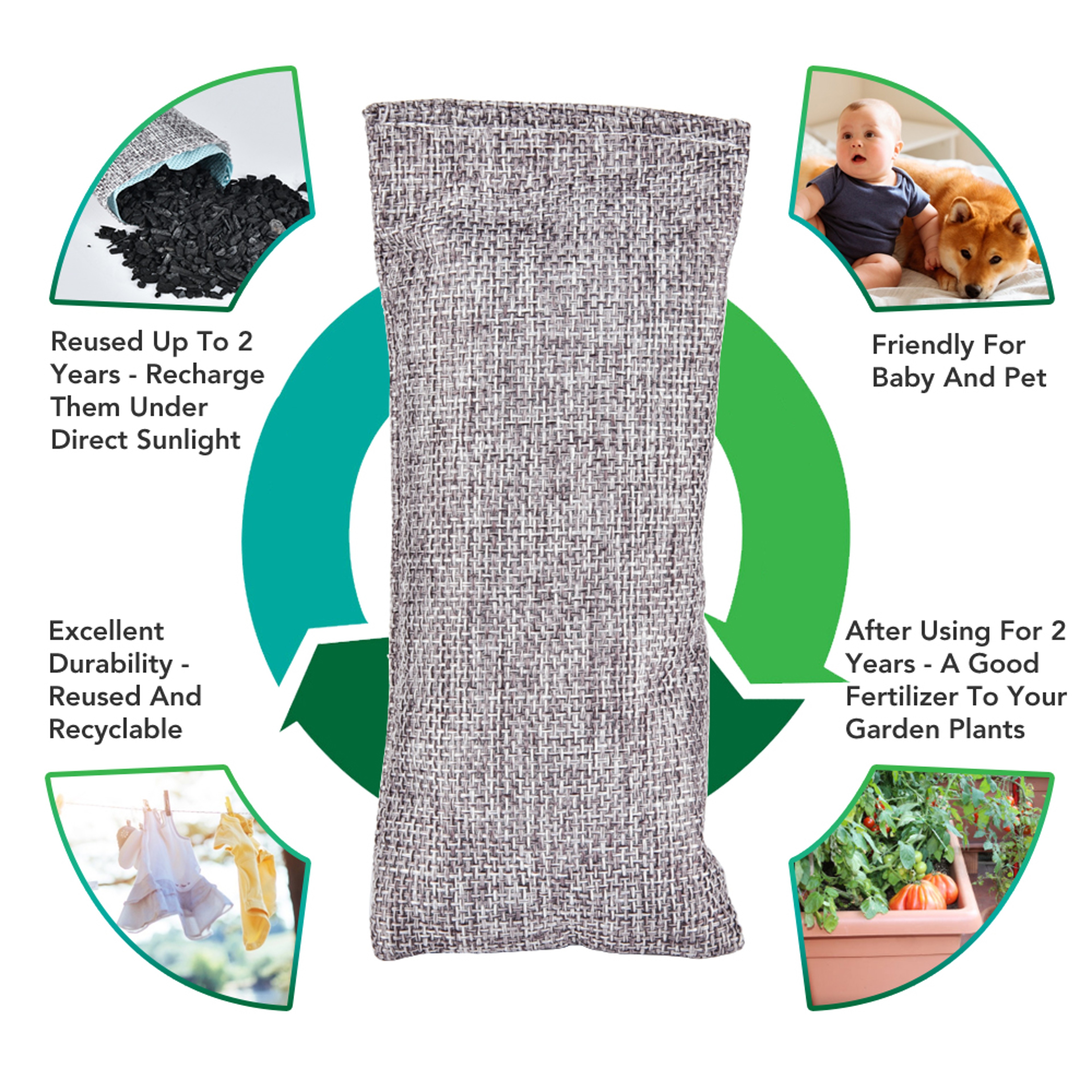 Activated Charcoal Odor Absorber, Bamboo Charcoal Bags for Moisture, Car, Closet, Shoes, Air Purifier – view 4