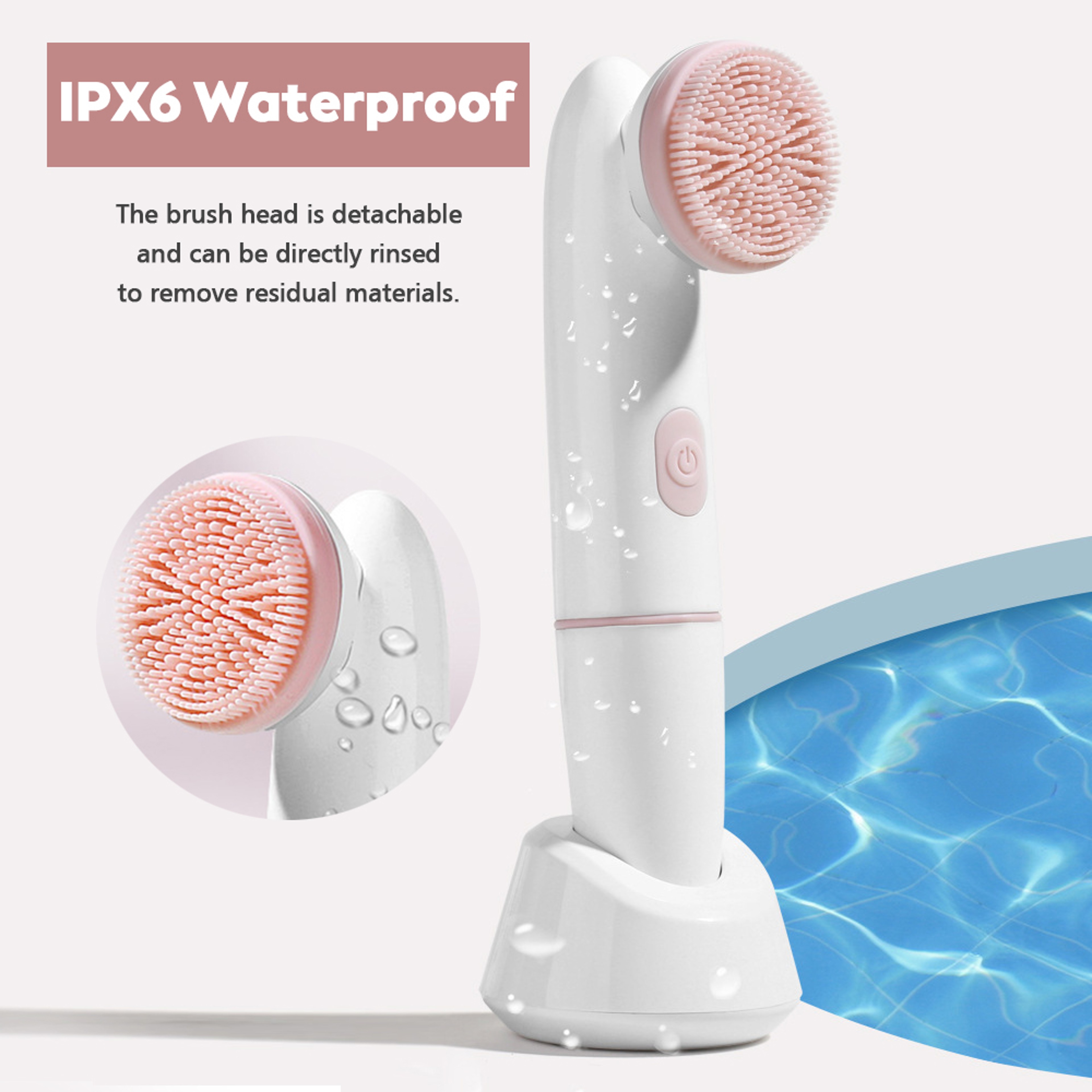 Waterproof Electric Facial Cleanser, 2 Speed Vibrating Face Brush, Battery Powered Massaging Device – view 6