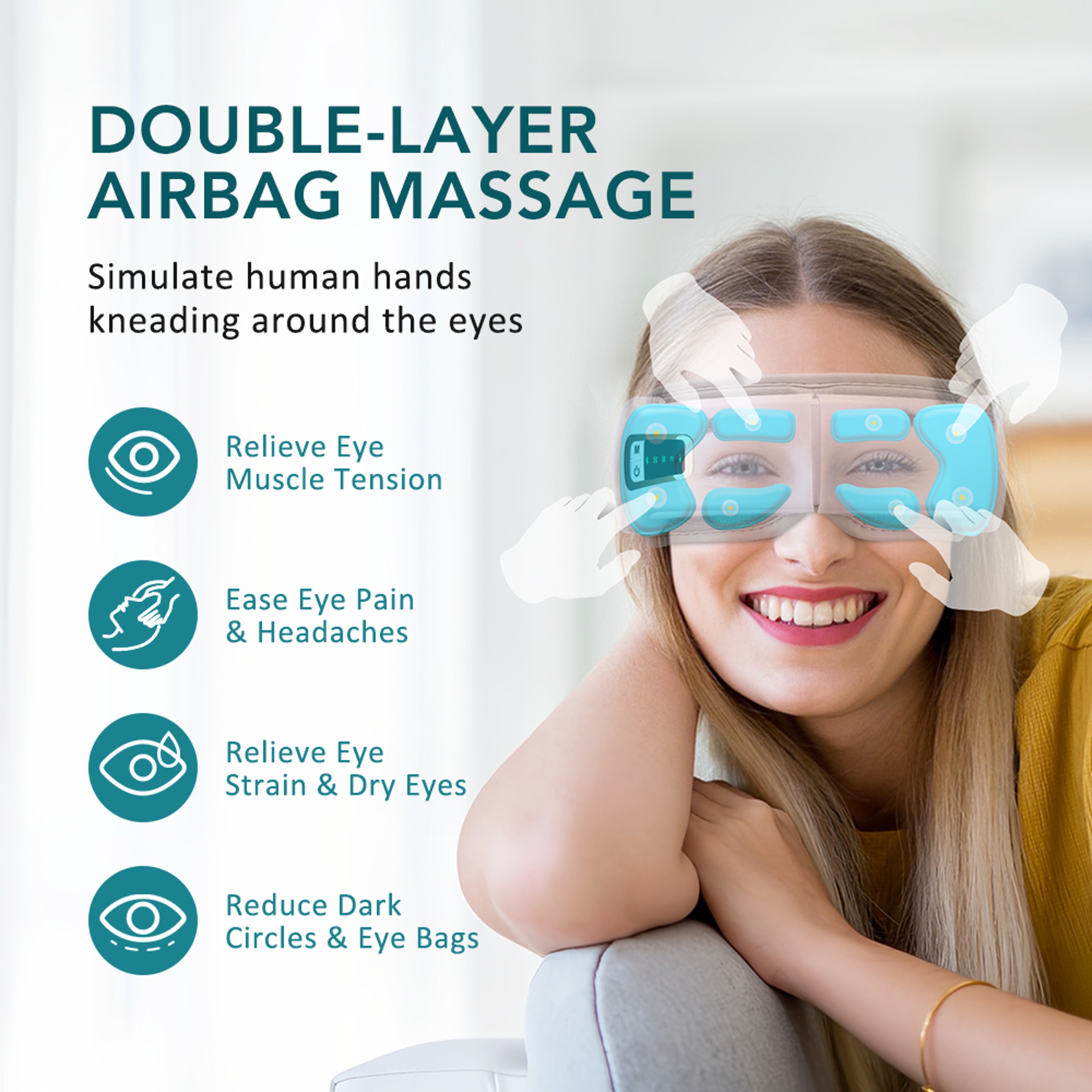 Eye Massager Glasses With Vibration Airbag Compress Bluetooth Music  5 Modes For Eye Care  Relaxati 1