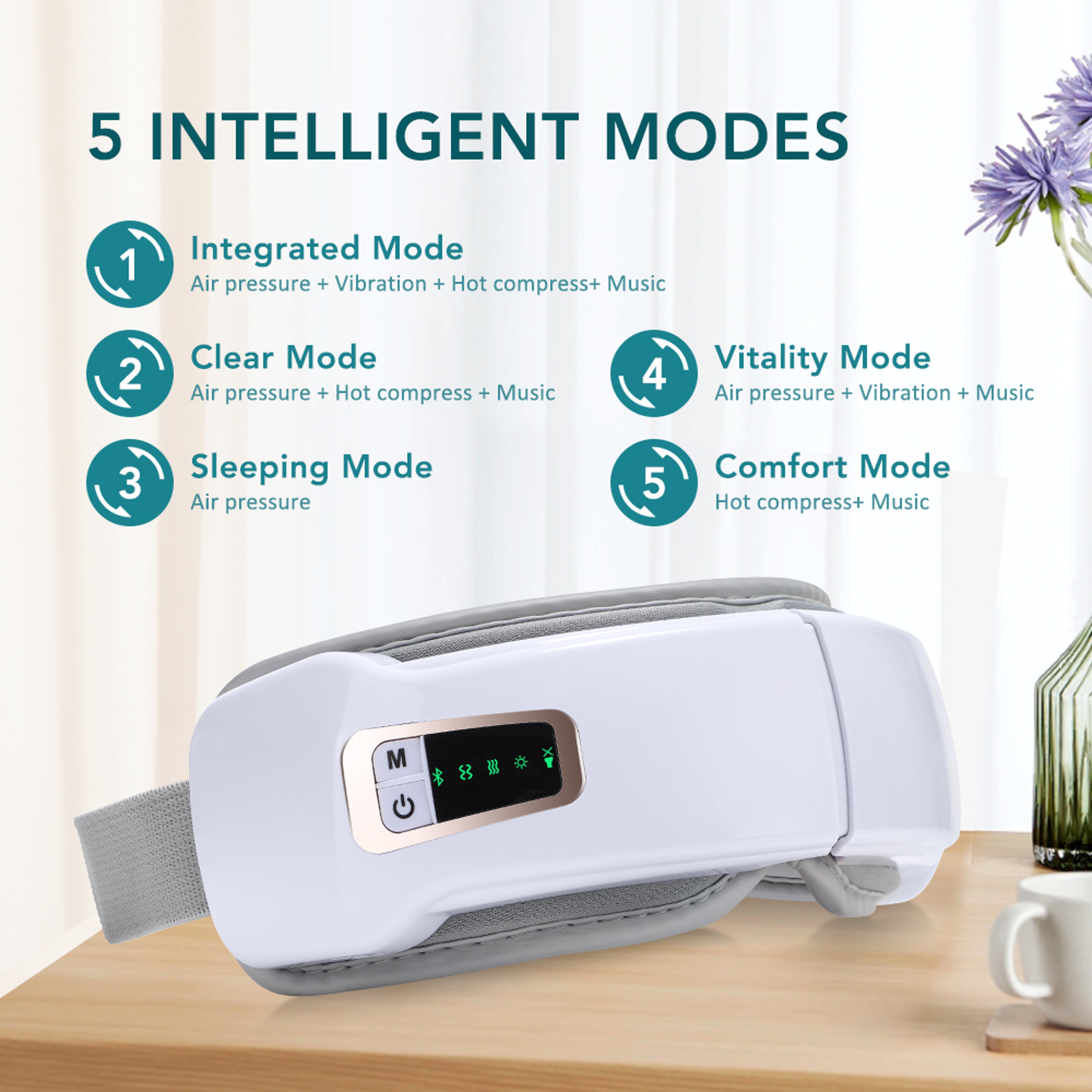 Eye Massager Glasses With Vibration Airbag Compress Bluetooth Music  5 Modes For Eye Care  Relaxati 2