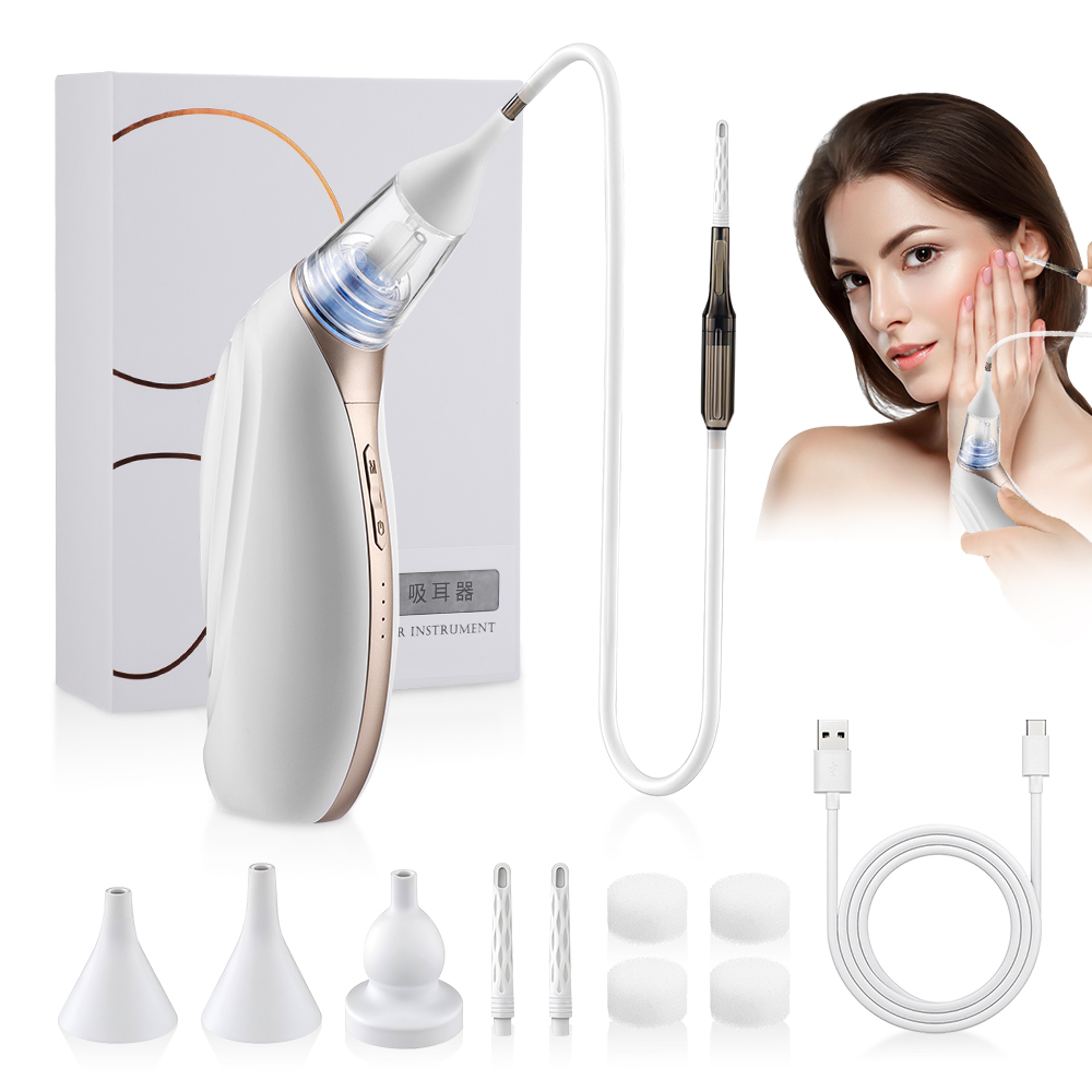 Strong Vacuum Suction Earwax Nasal Aspirator, 2 In 1 Electric Ear Wax Remover, Ear Cleaner – view 1