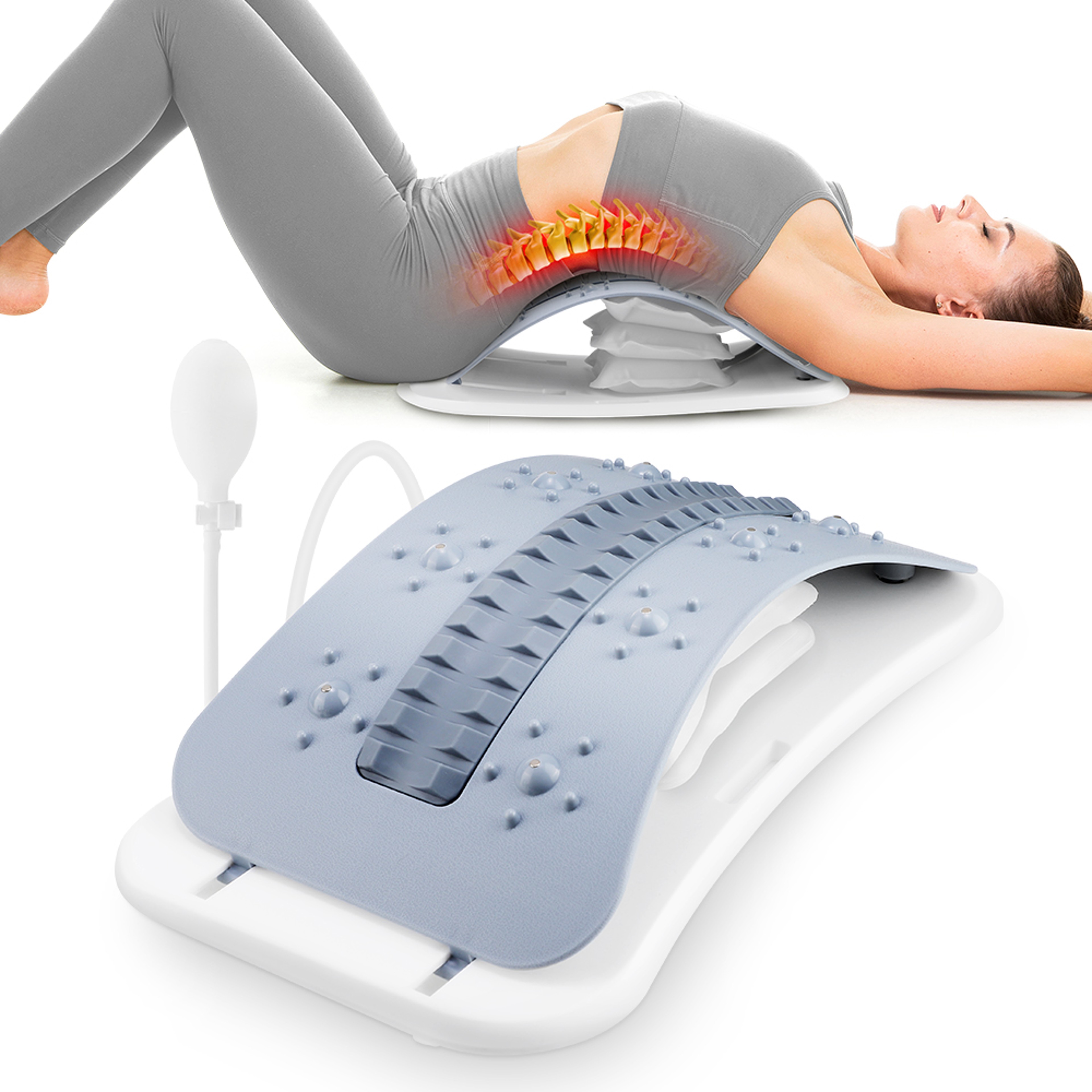Height Adjustable Back Stretcher, Lumbar Support Traction Device, Waist Lifting Massager, Pilates Board for Pain Relief – view 1