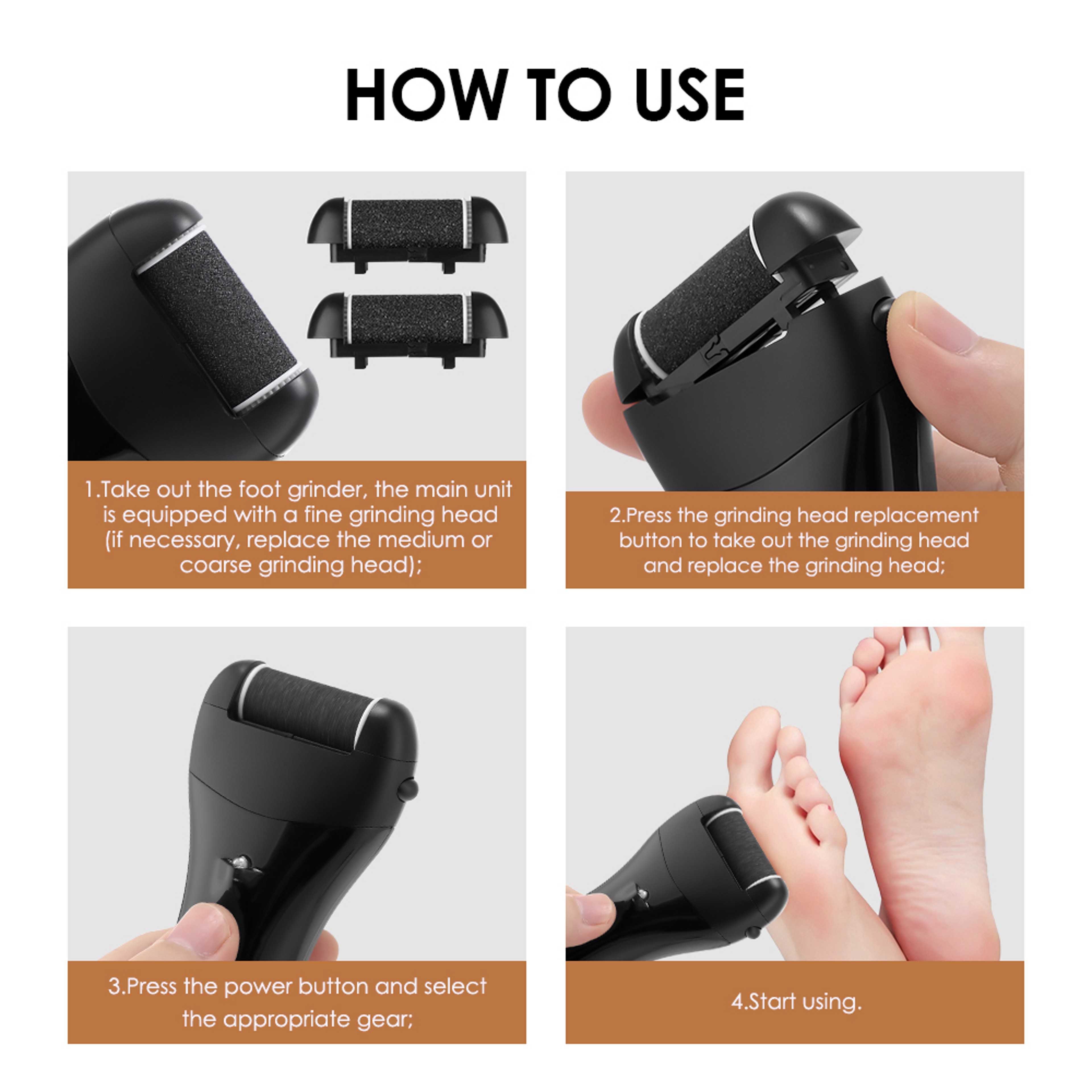 Electric Pedicure Tools Foot Callus Remover Heel Dead Skin Repair  Exfoliator 5