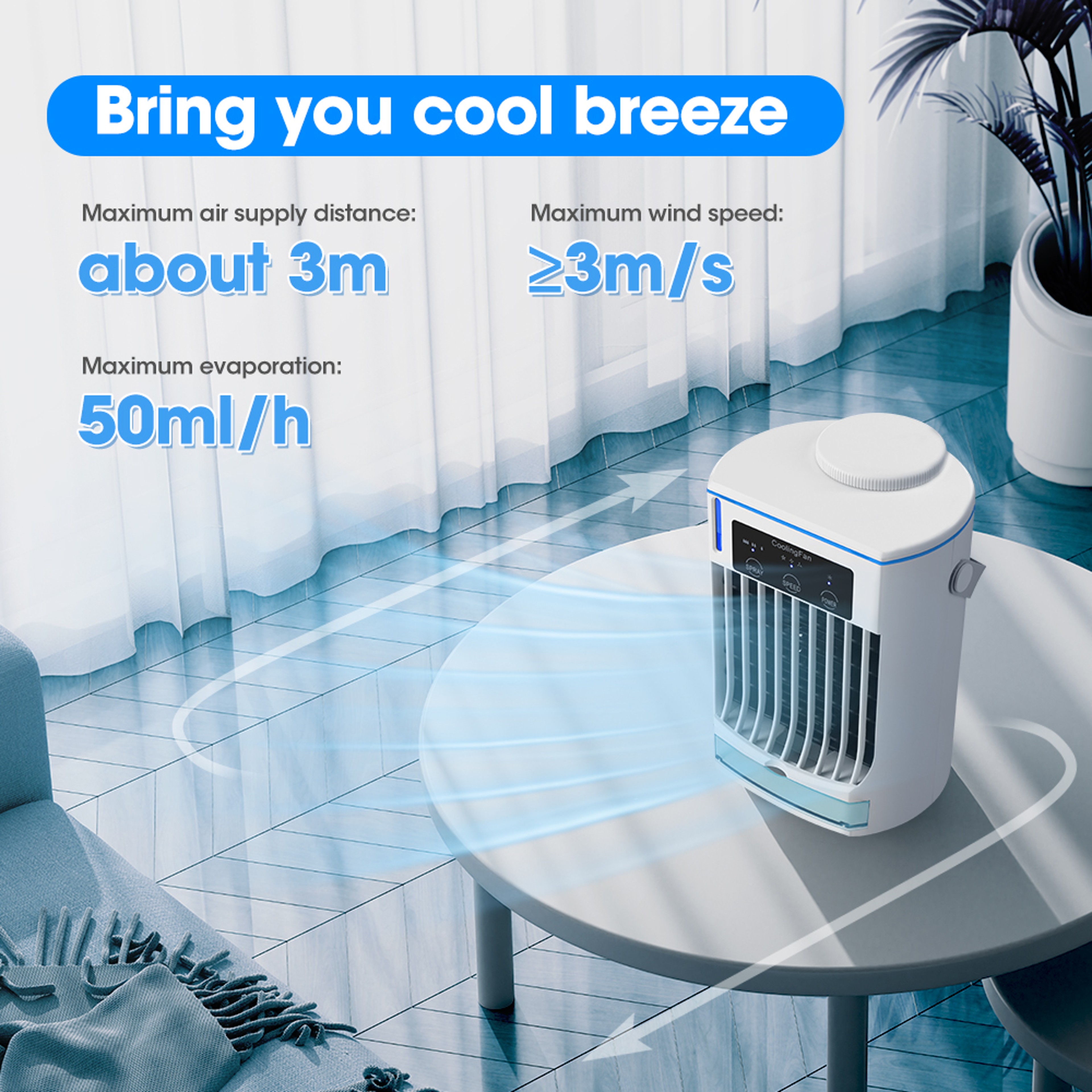 USB Air Conditioning Fan Portable Air Cooler With Humidifier For Bedroom 5
