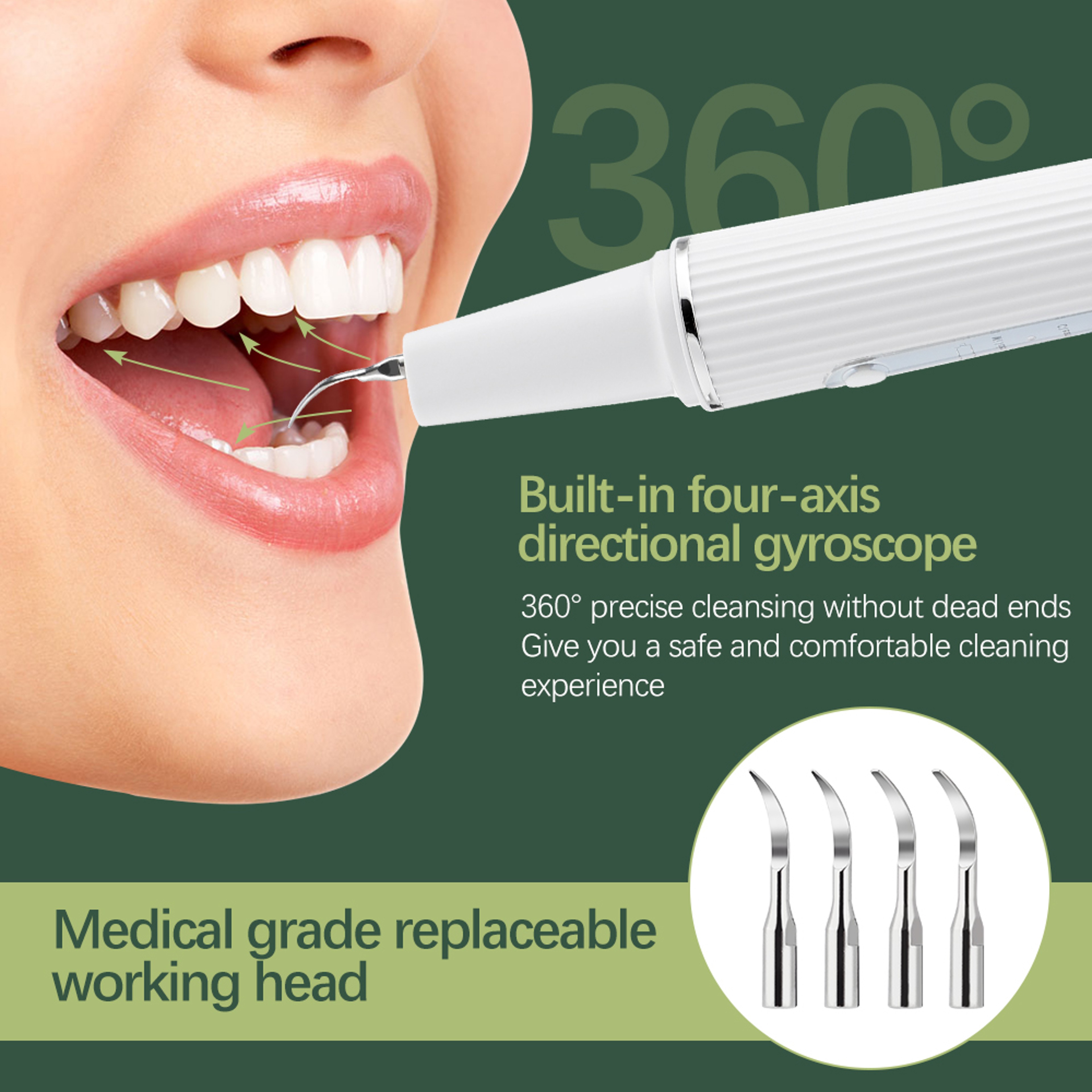 Portable Electric Ultrasonic Visual Scaler Dental Tartar Remover For Household Use 4